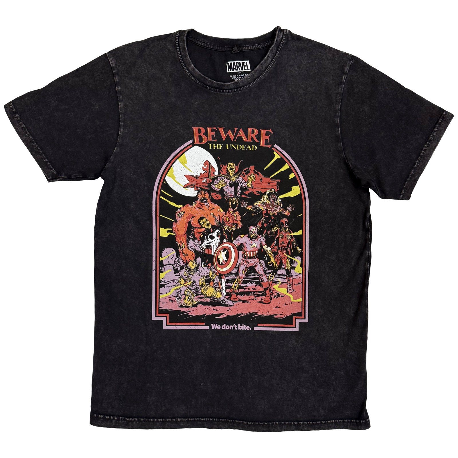 Marvel Comics: We Don't Bite  Stone Wash T-Shirt (Wash)