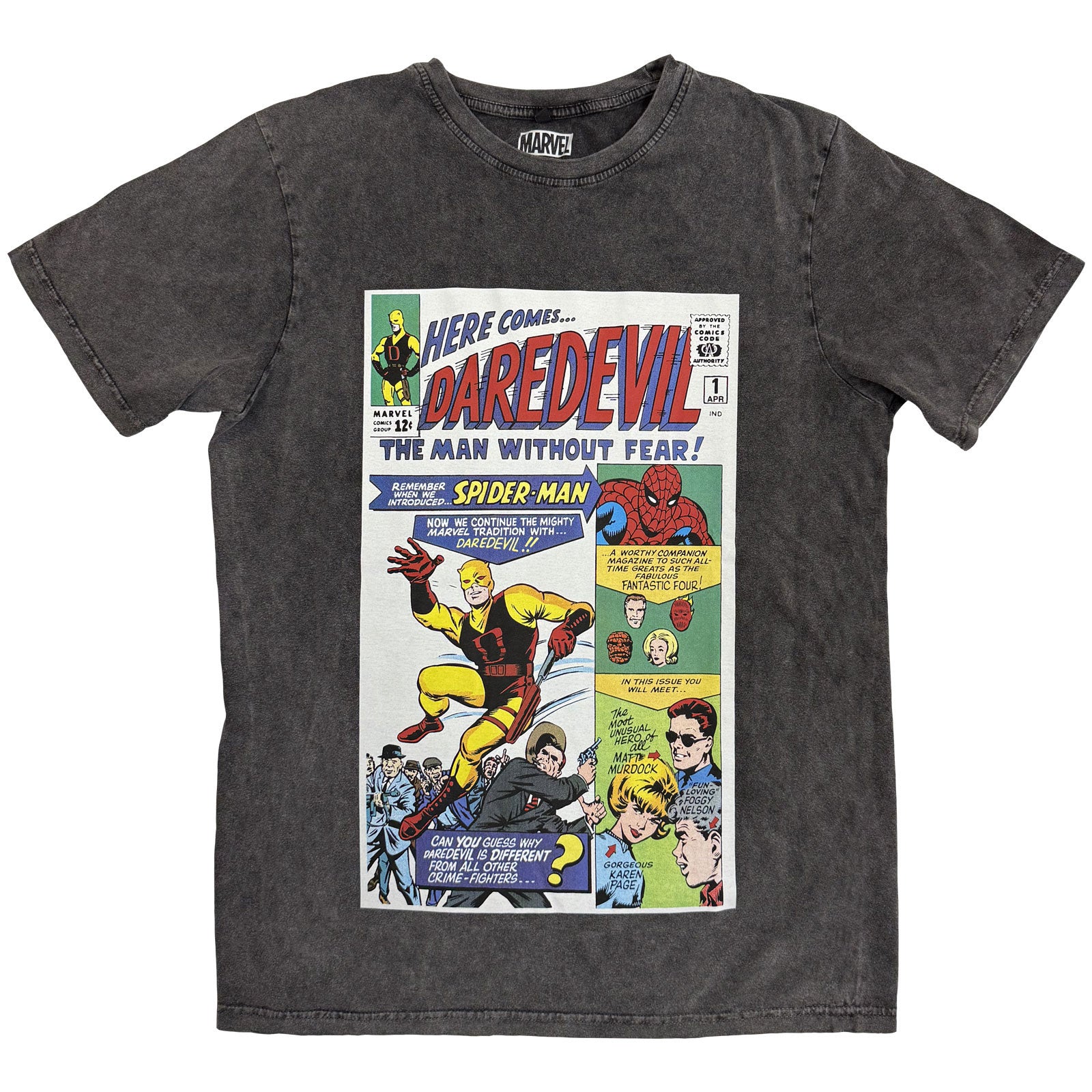Marvel Comics: Here Comes Daredevil Comic  Stone Wash T-Shirt (Wash)