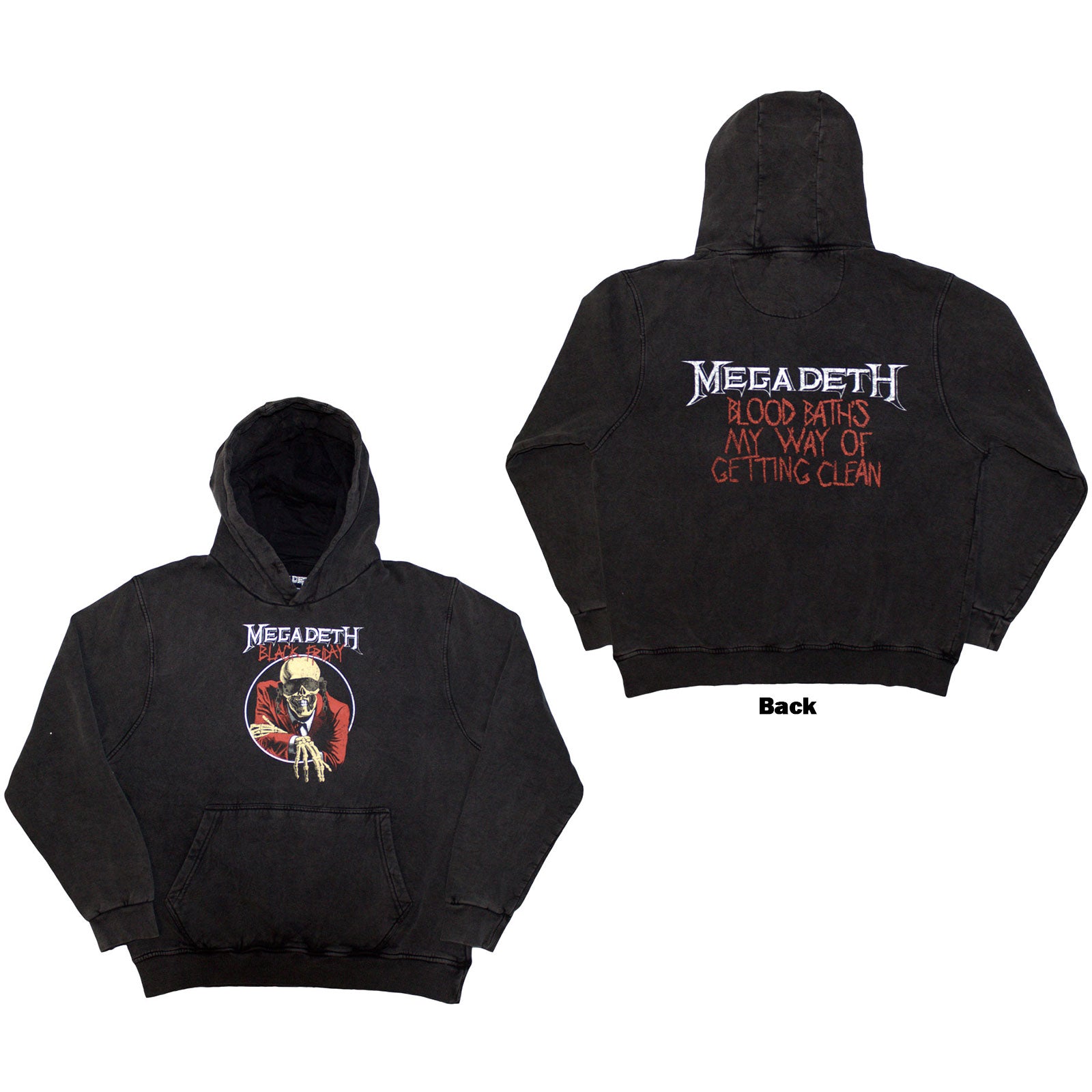 Megadeth: Black Friday Stone Wash Pullover Hoodie (Back Print)