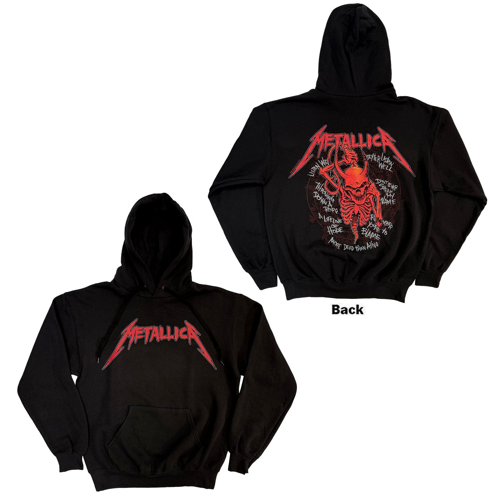 Metallica: Skull Screaming Red Hoodie – officielt merchandise