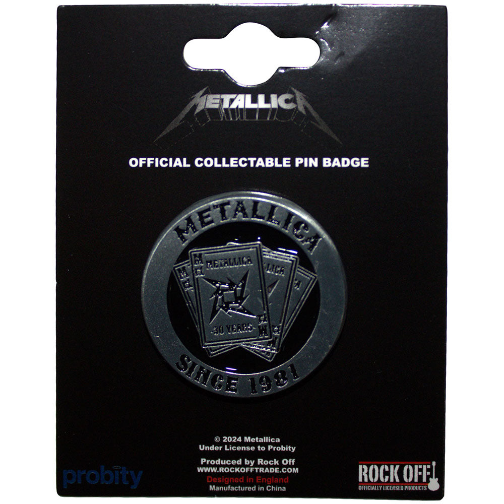 Metallica: 30th Anniversary Playing Card Pin Badge (Die Casting)