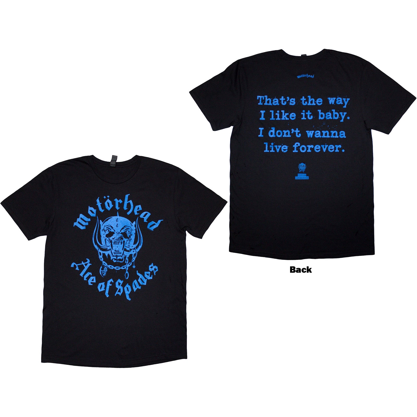Motorhead: Ace Of Spades Lyric T-Shirt (Back Print)