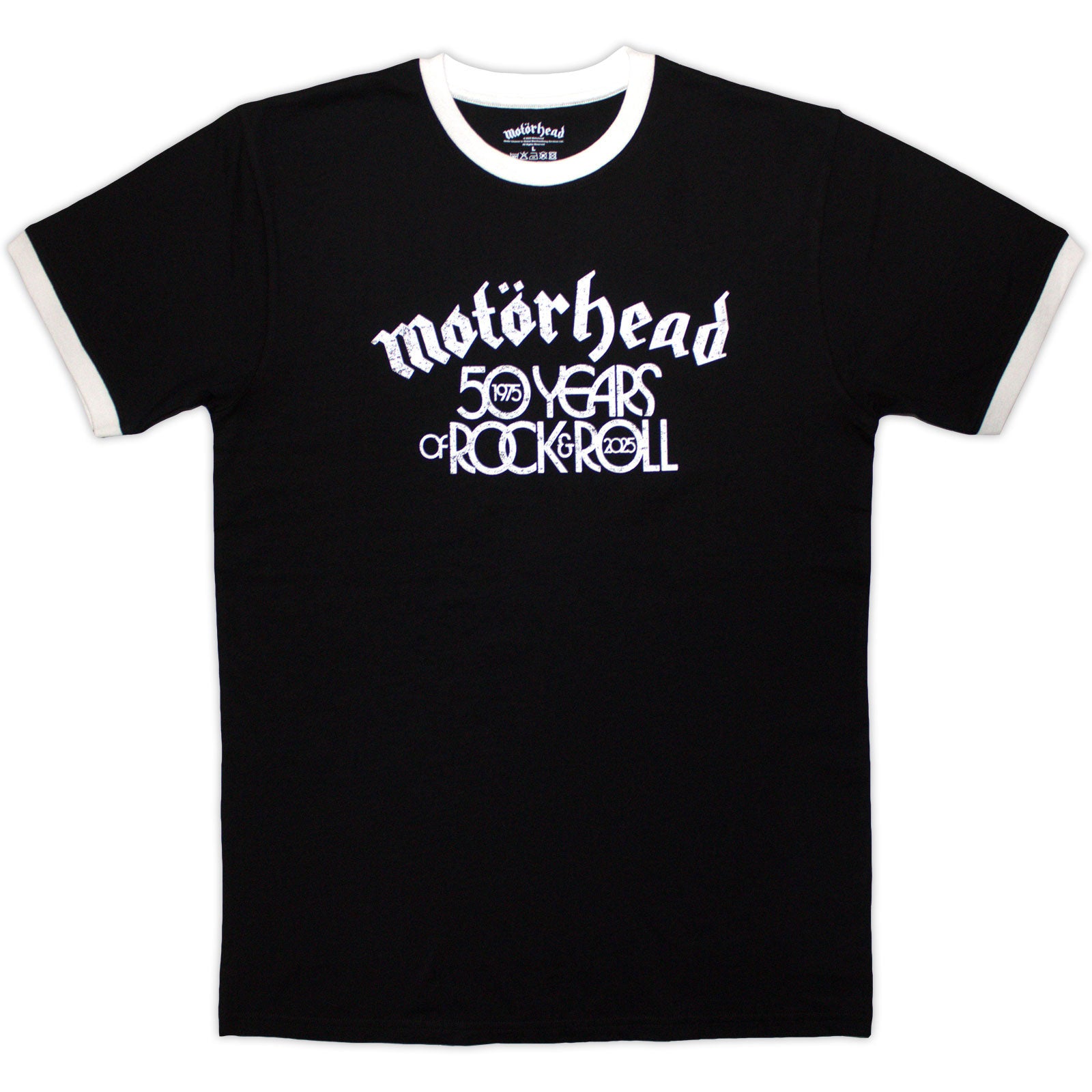 Motorhead: 50 Years Text Lock Up Ringer Ringer T-Shirt
