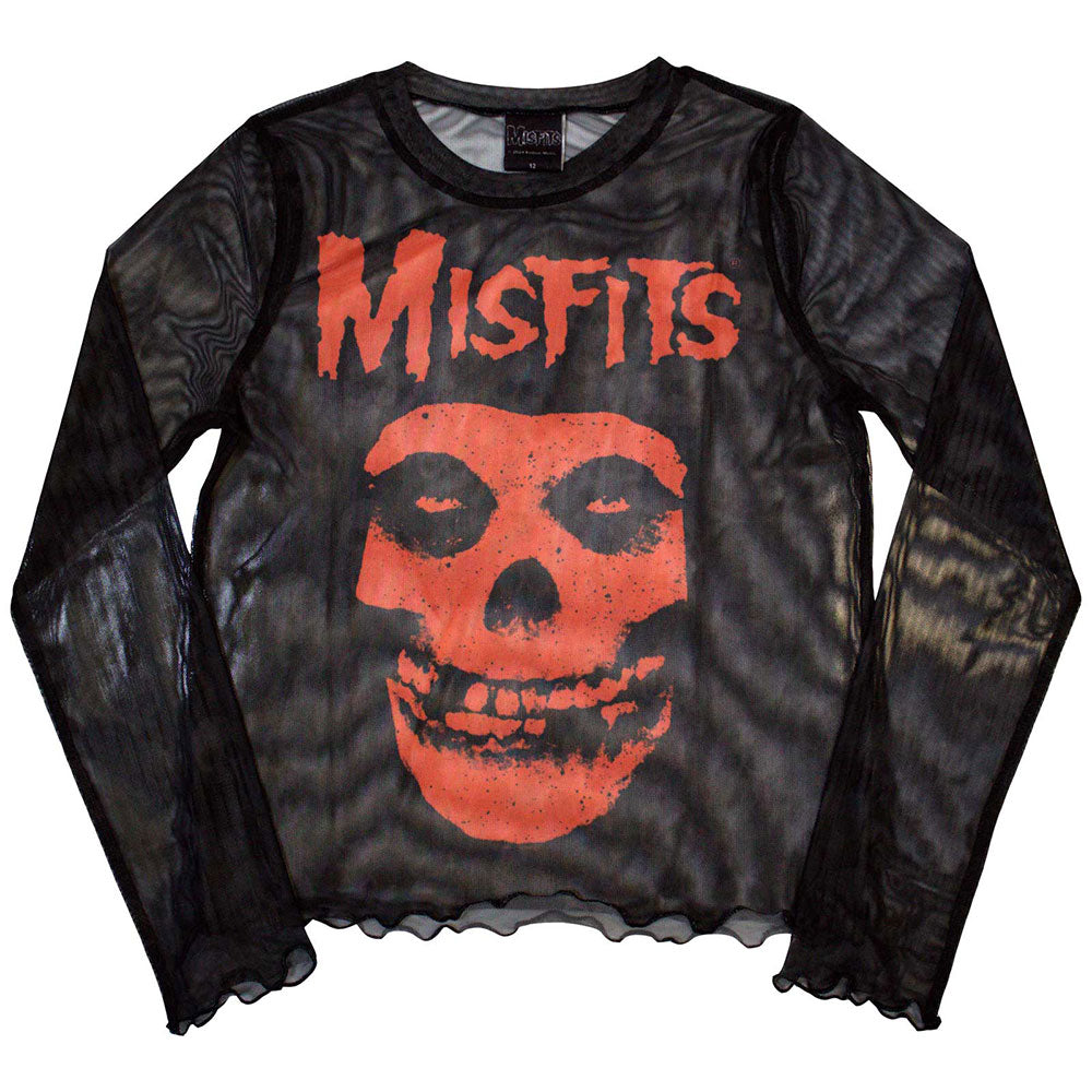 Misfits: Orange Logo & Skull Crop Top (Kvinder) (Mesh)