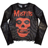 Misfits: Orange Logo & Skull Crop Top (Kvinder) (Mesh)