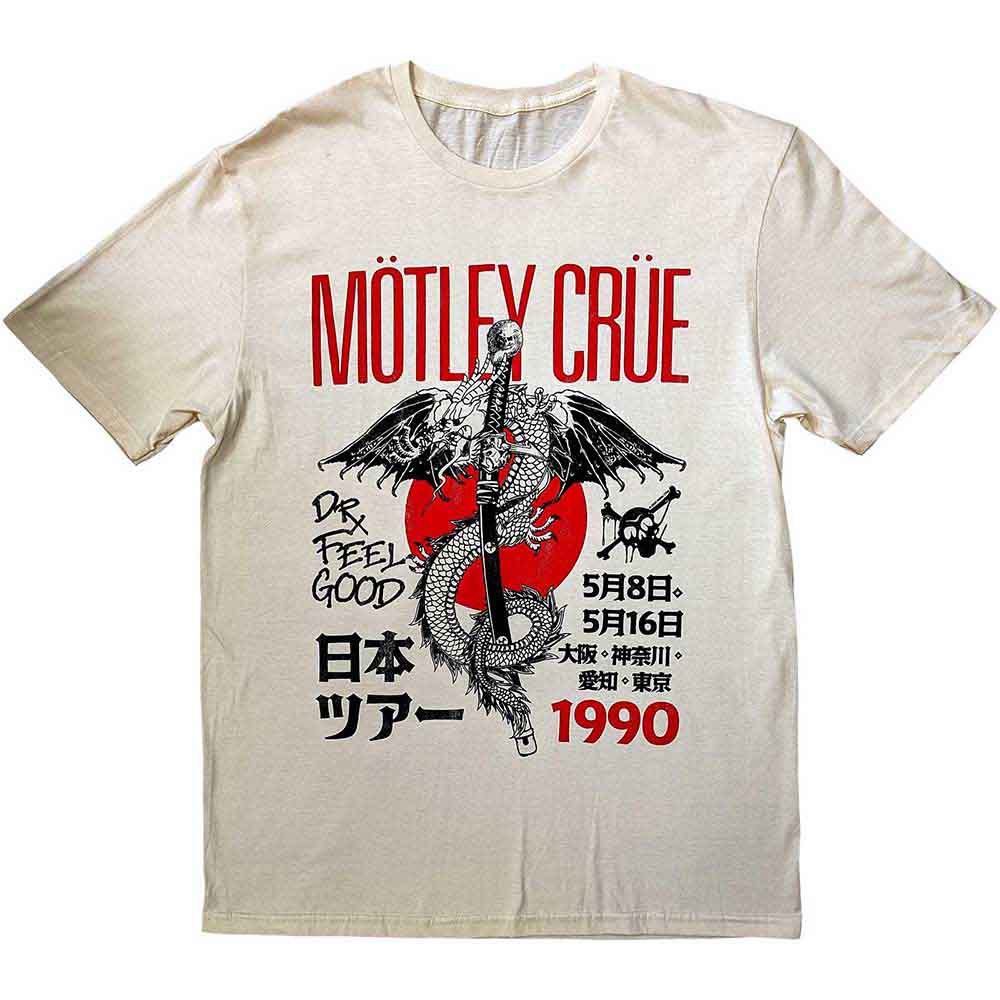 Motley Crue: Dr. Feelgood Japanese Tour '90 (Natural) T-shirt – officielt merchandise