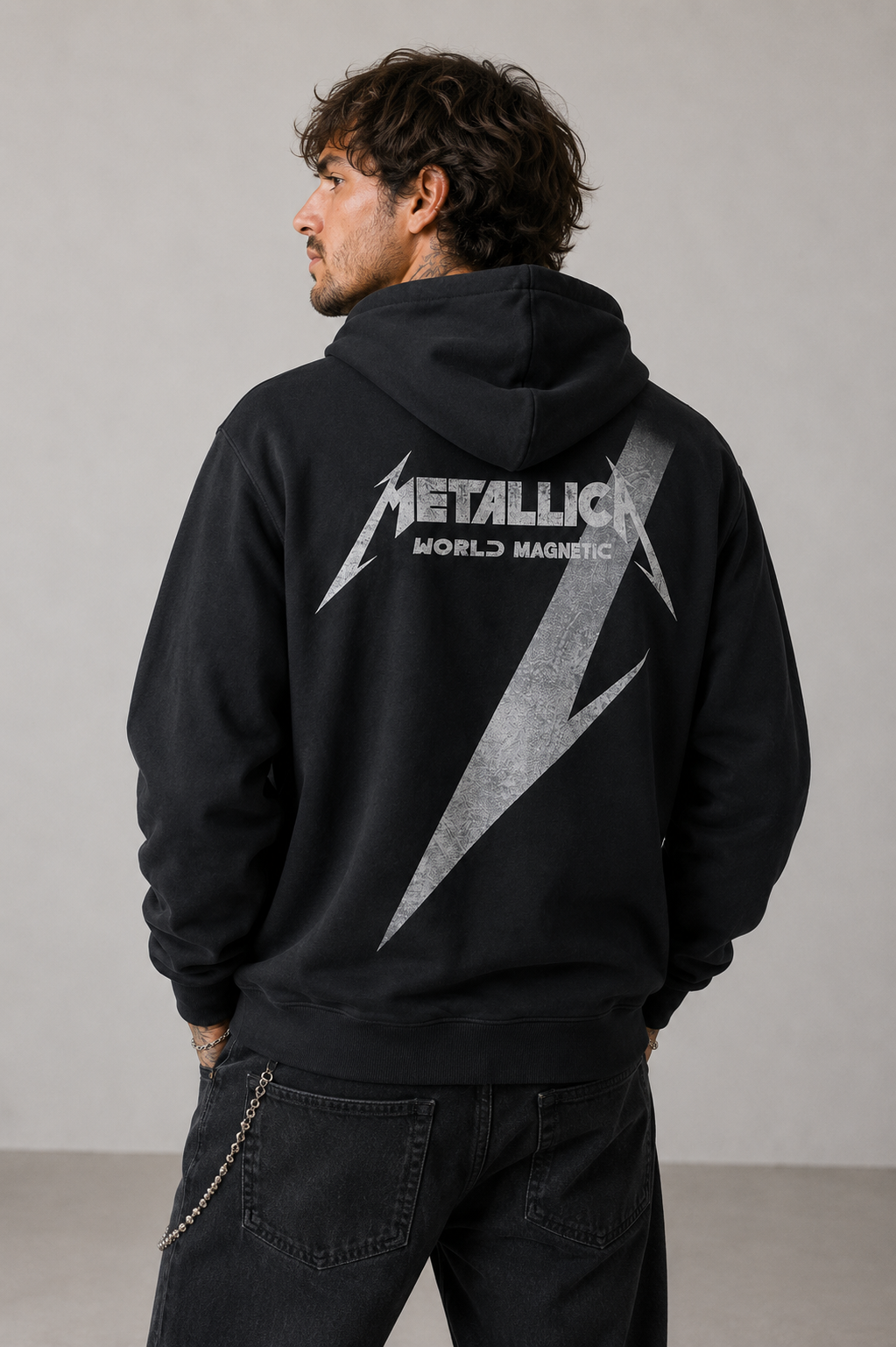 Metallica: Shrouded Hoodie med lynlås + Rygprint