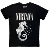 Nirvana: Seahorse & Logo Mono T-shirt – officielt merchandise