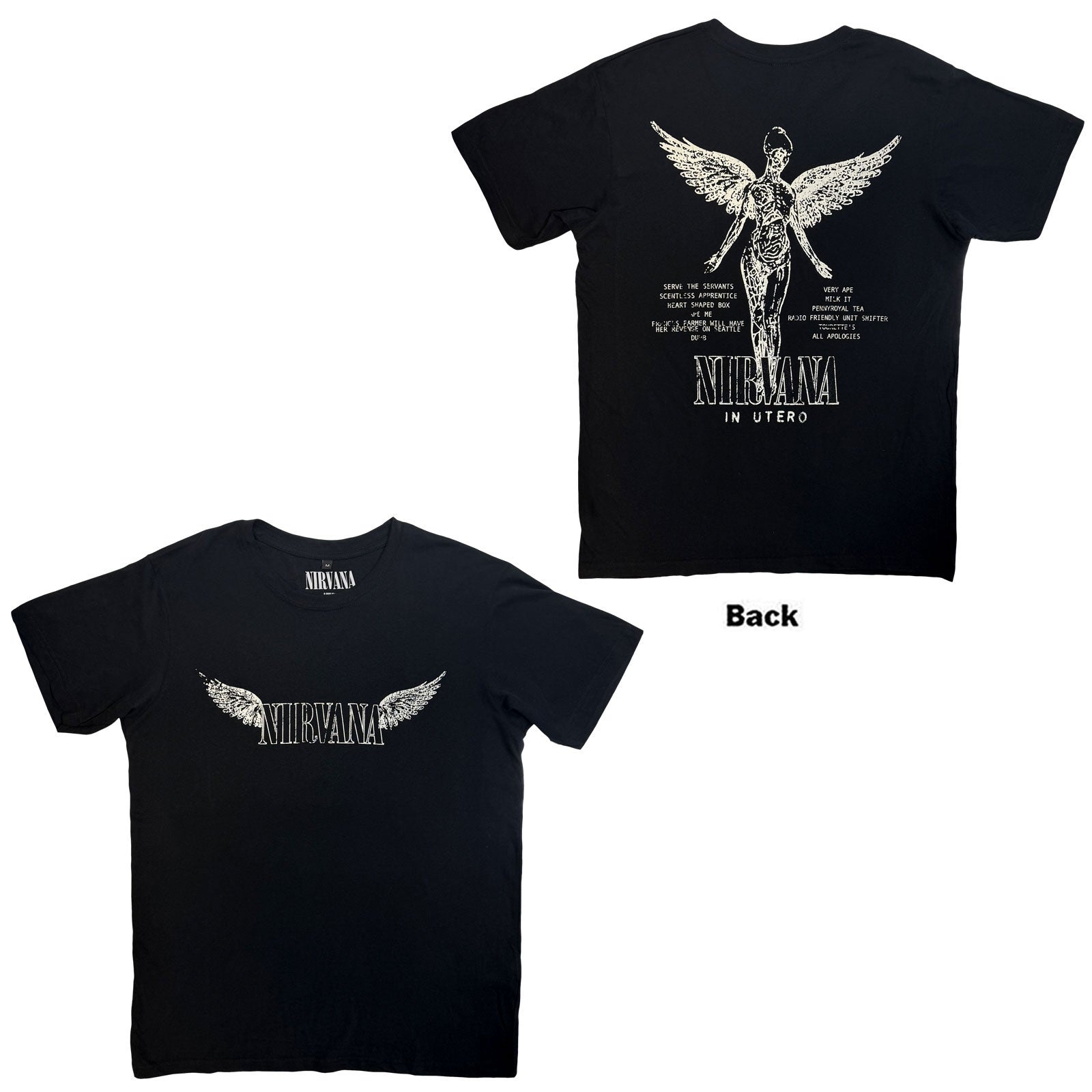 Nirvana: In Utero Tracklist T-shirt – officielt merchandise