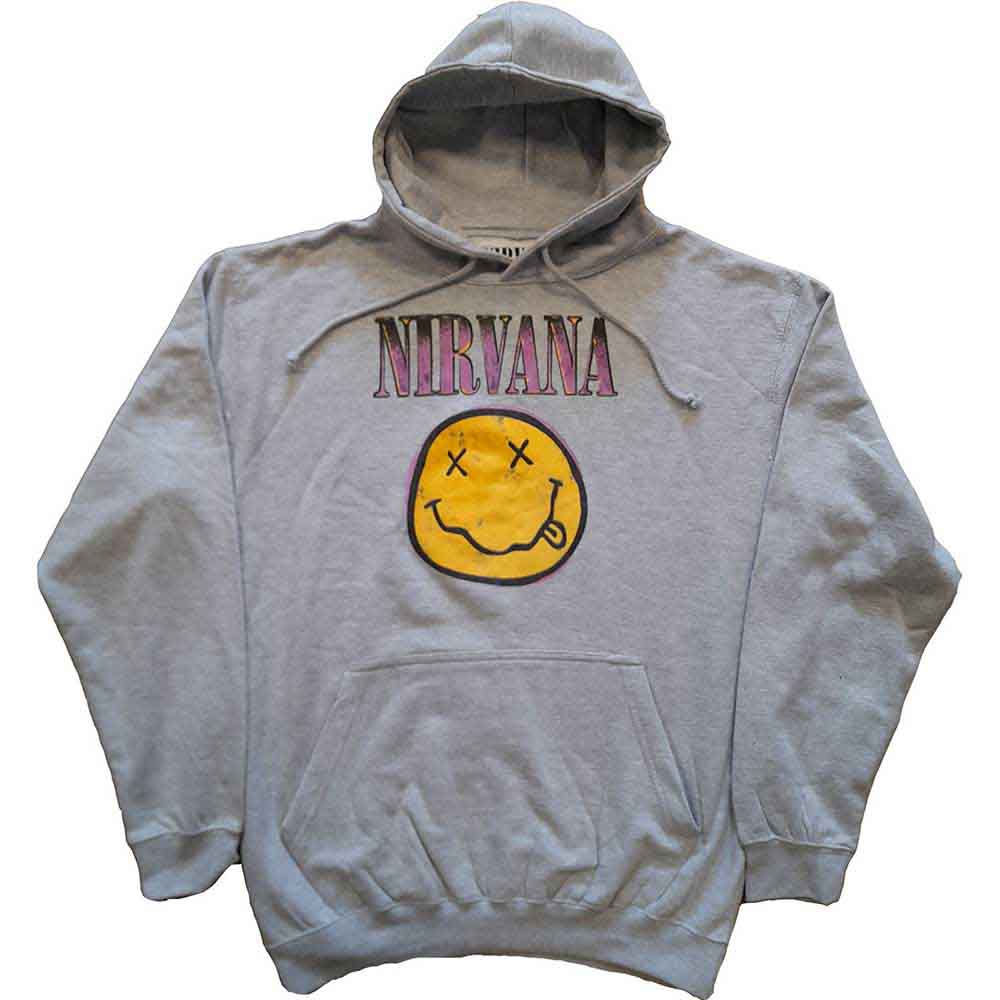 Nirvana: Xerox Happy Face Pink Hoodie – officielt merchandise