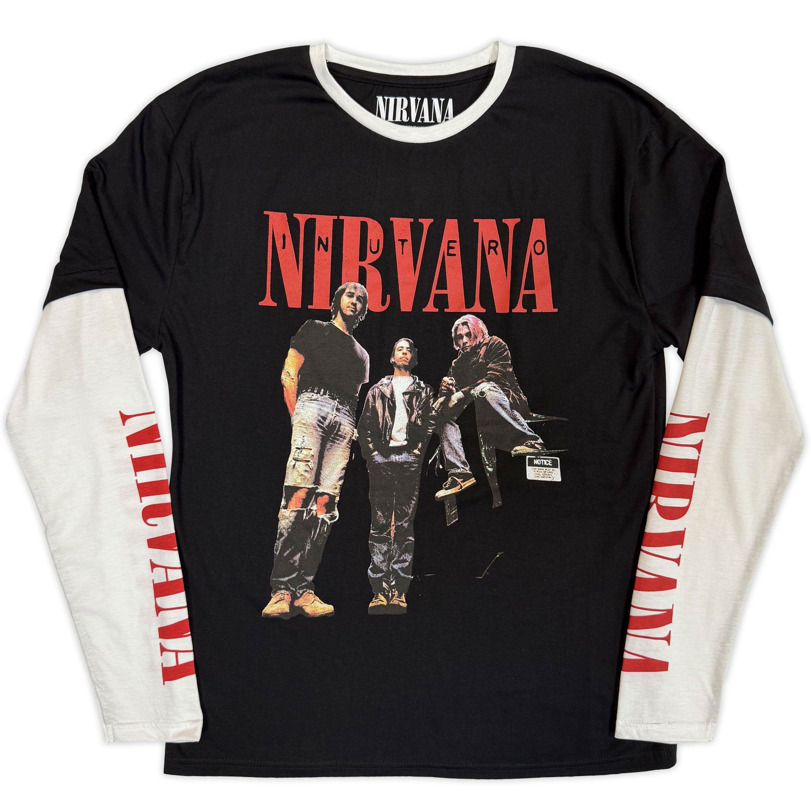 Nirvana: In Utero Band Photo (Black & White) (Sleeve Print) Long Sleeve – officielt merchandise
