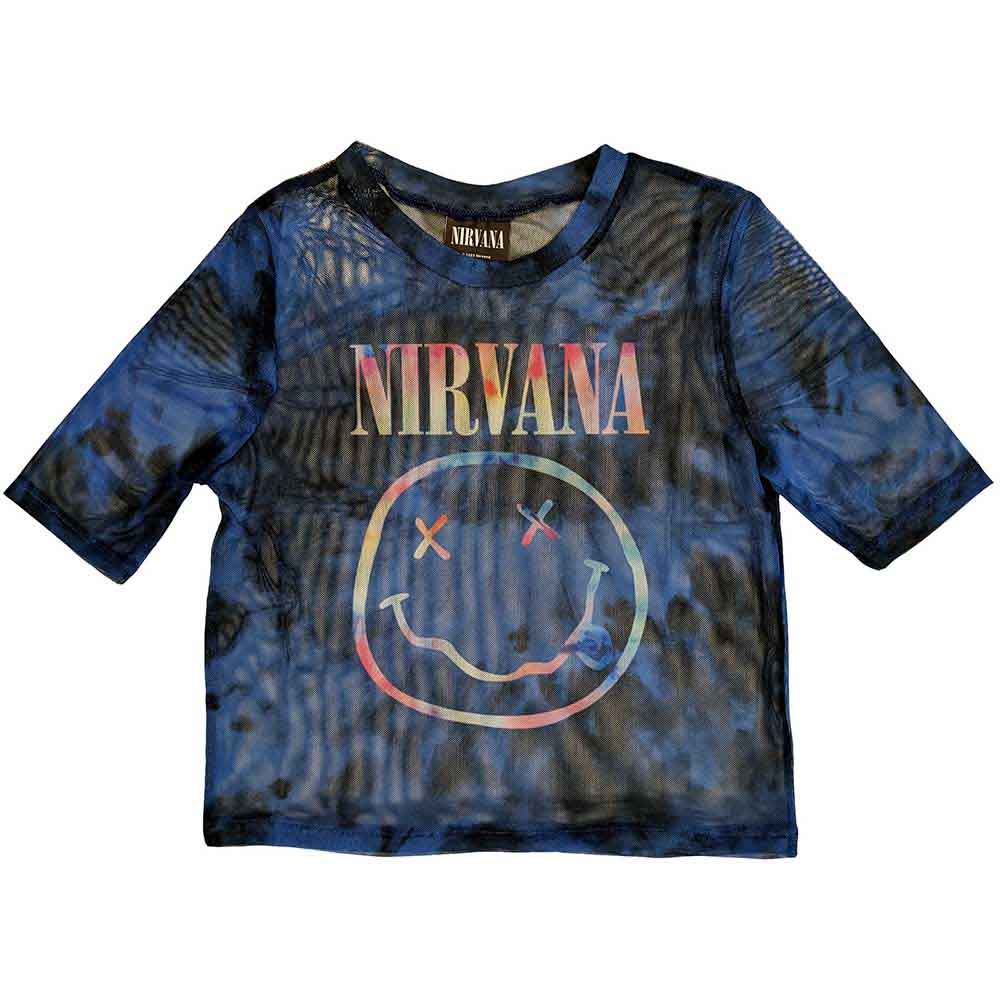 Nirvana: Pastel Happy Face Crop Top (Kvinder) (Mesh)