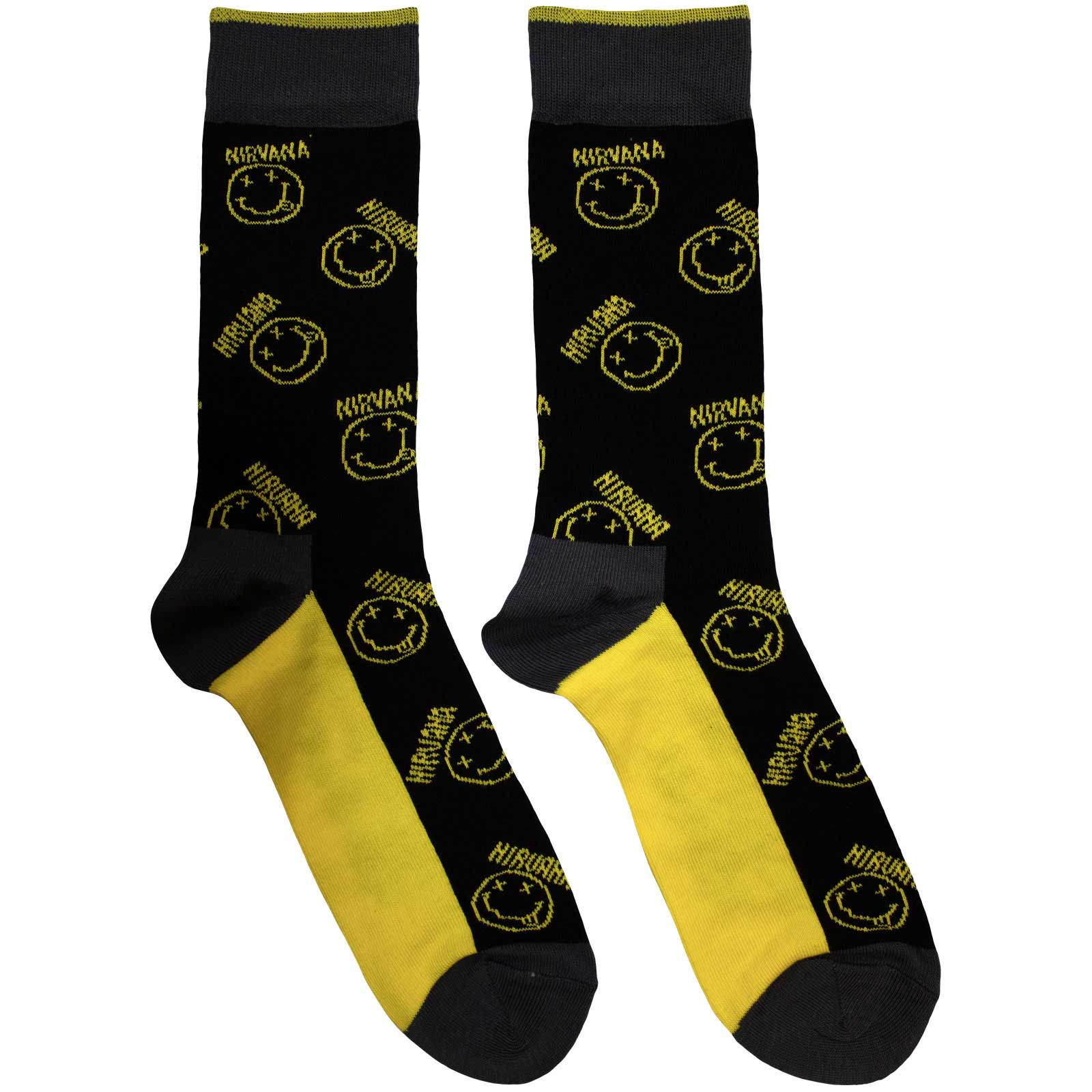 Nirvana: Yellow Happy Face Pattern Ankle Socks
