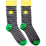 Nirvana: Happy Face & Logo Stripes Ankle Socks