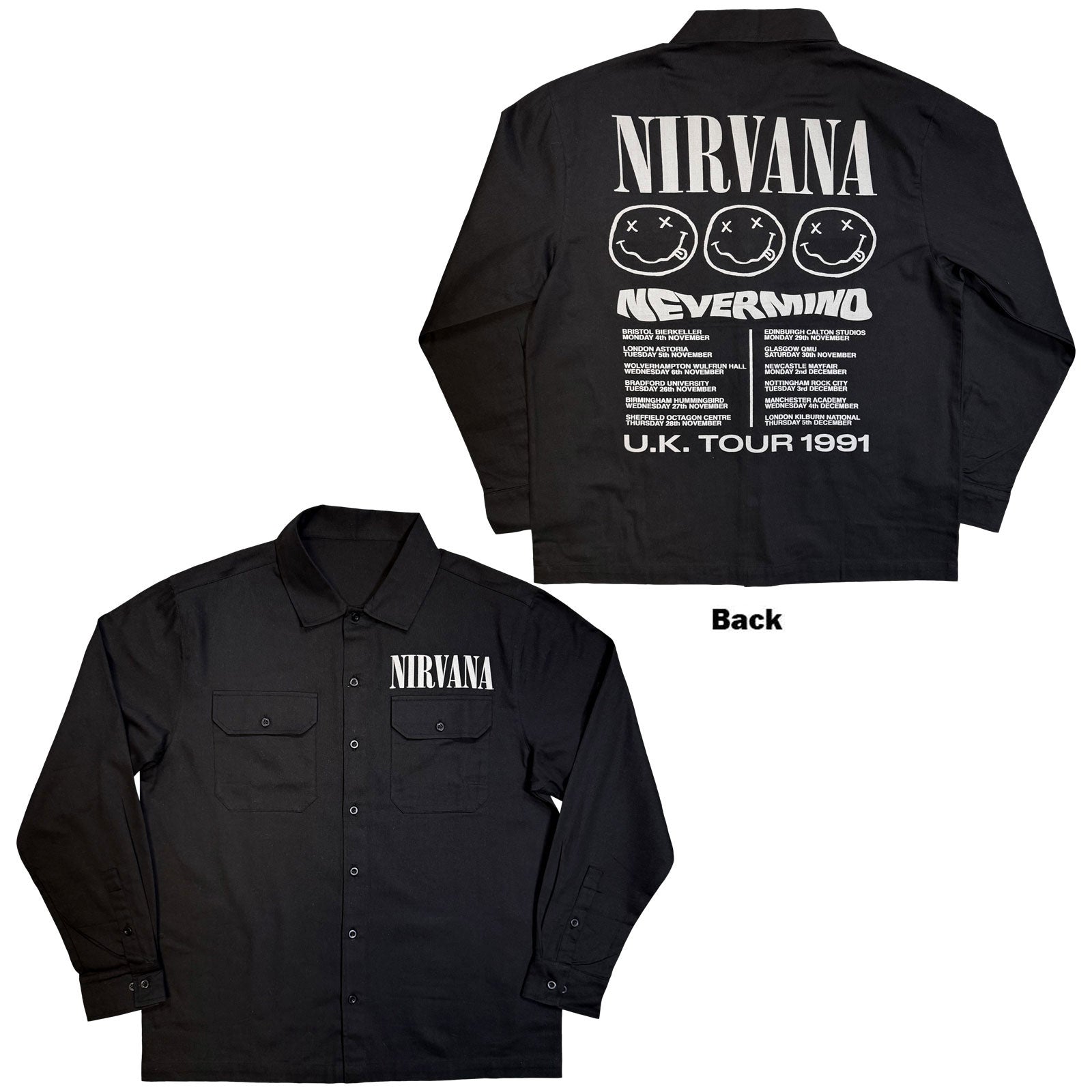 Nirvana: Nevermind UK Tour '91 Casual Shirt – officielt merchandise