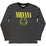 Nirvana: Yellow Happy Face Striped Sweatshirt – officielt merchandise