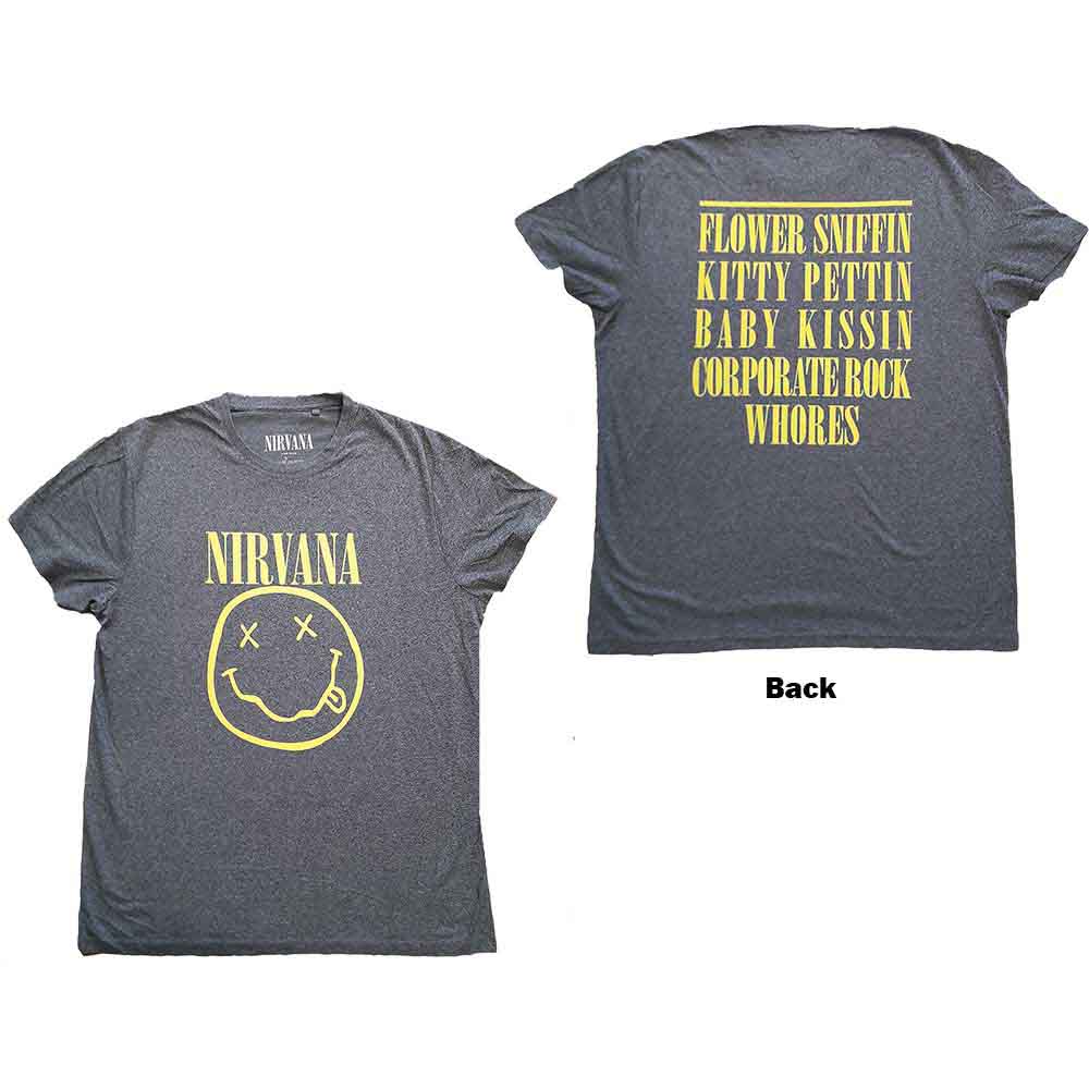 Nirvana: Yellow Happy Face (Brindle) T-shirt – officielt merchandise
