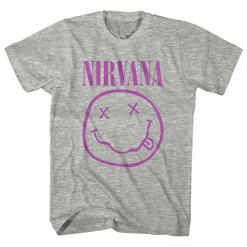 Nirvana: Purple Happy Face T-shirt – officielt merchandise