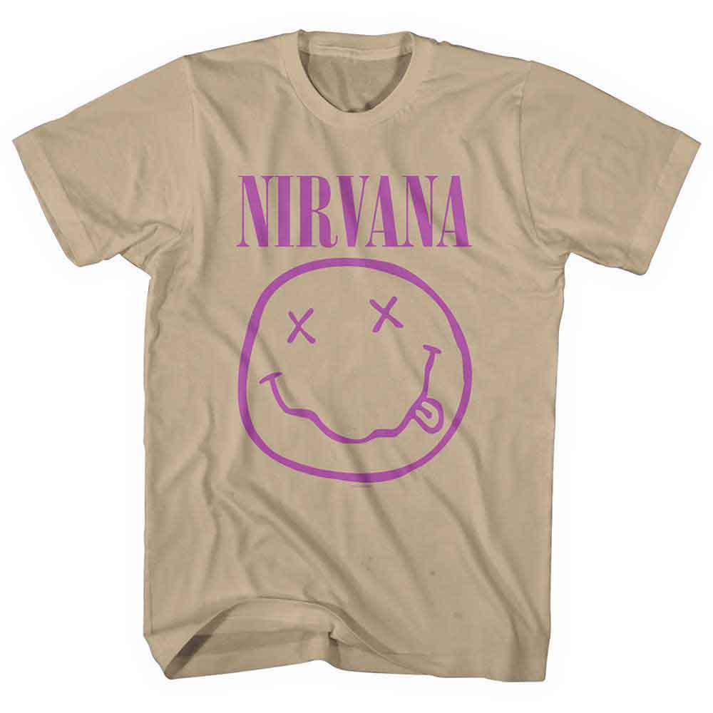Nirvana: Purple Happy Face (Sand) T-shirt – officielt merchandise