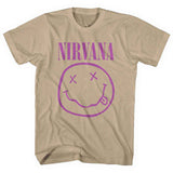 Nirvana: Purple Happy Face (Sand) T-shirt – officielt merchandise