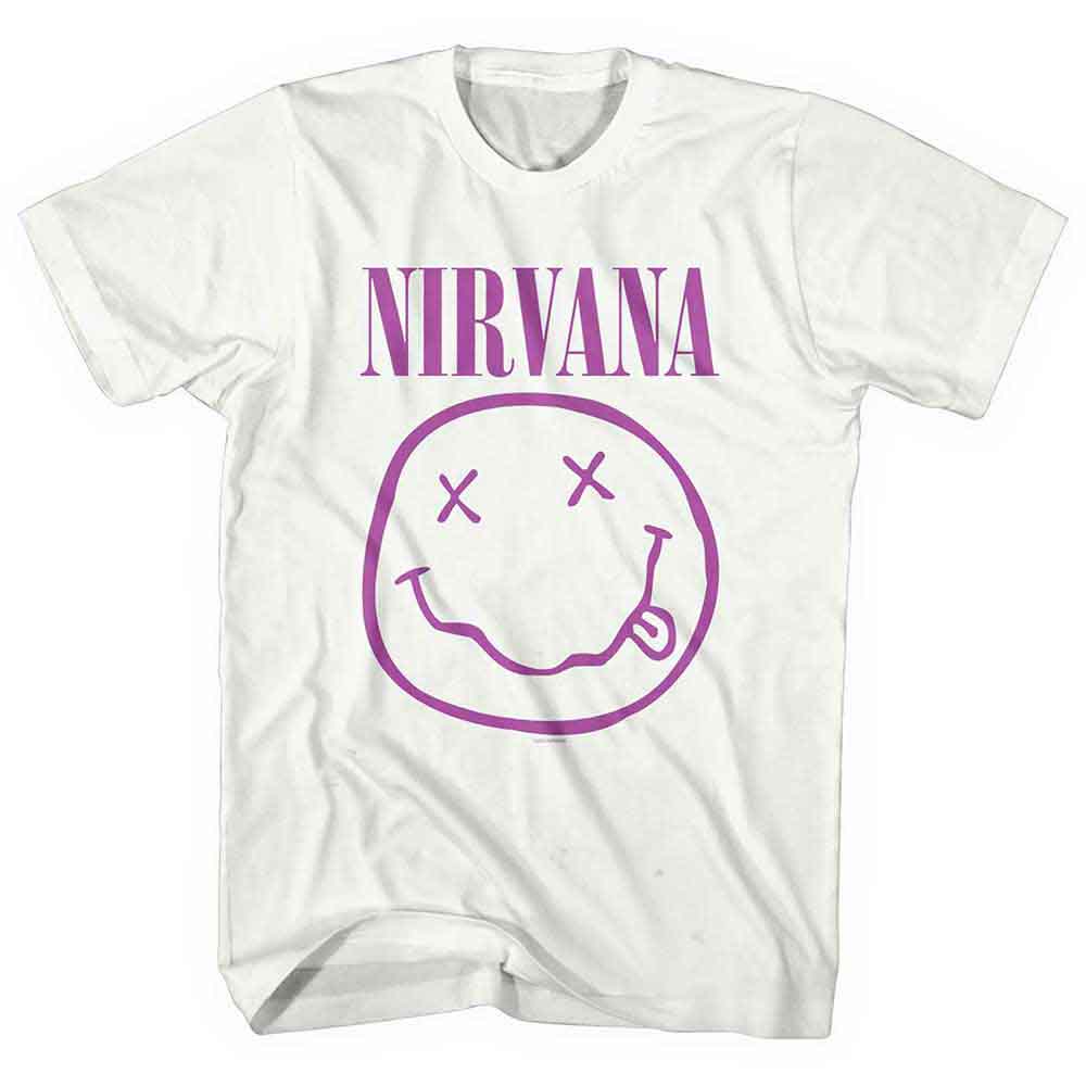 Nirvana: Purple Happy Face T-shirt – officielt merchandise