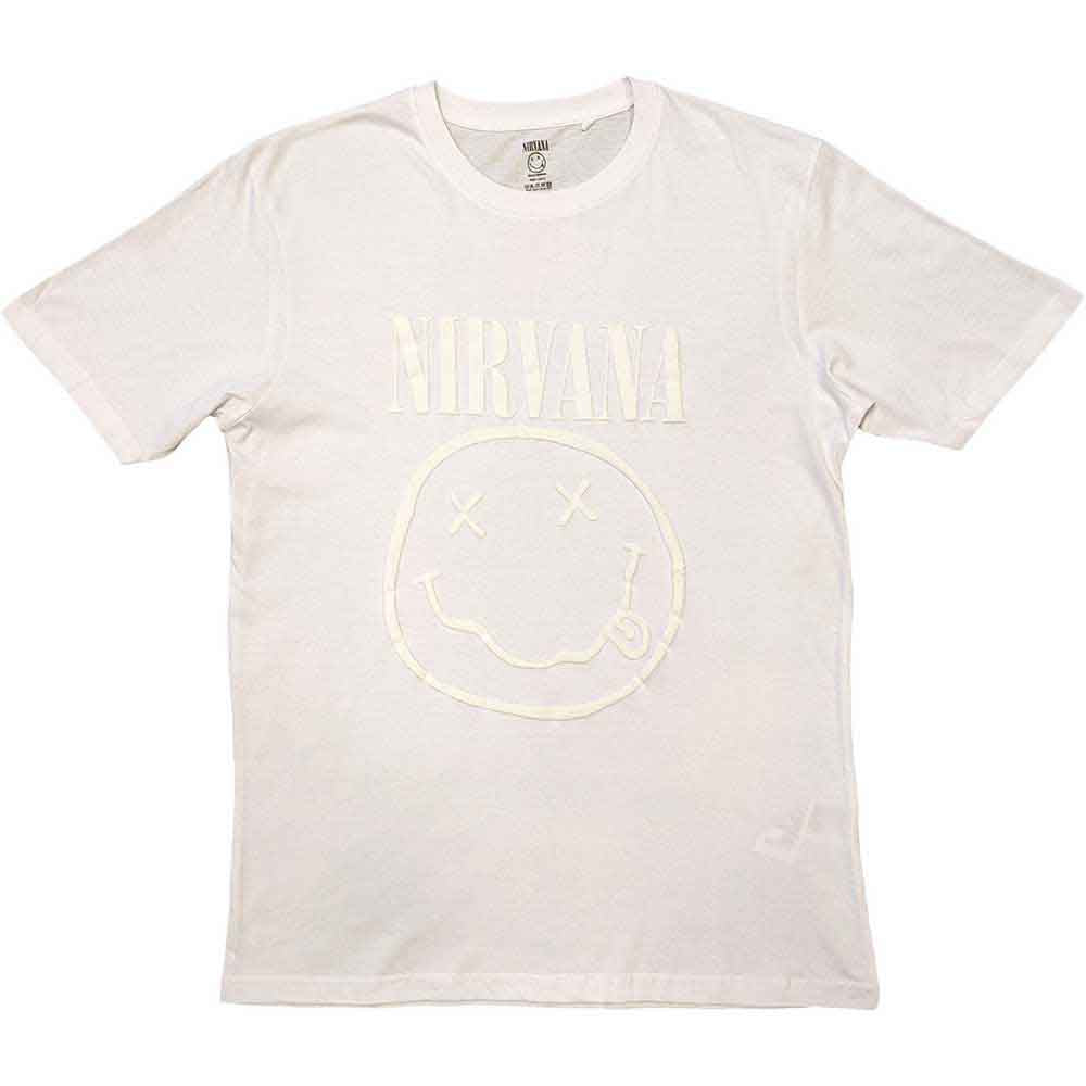 Nirvana: White Happy Face (Hi - Build) T-shirt – officielt merchandise