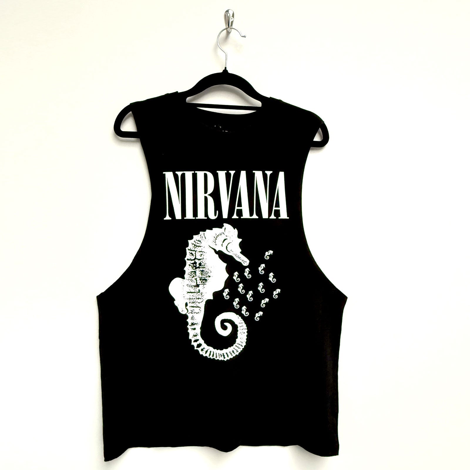 Nirvana: Seahorse & Logo Mono Vest T-Shirt