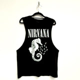 Nirvana: Seahorse & Logo Mono Vest T-Shirt