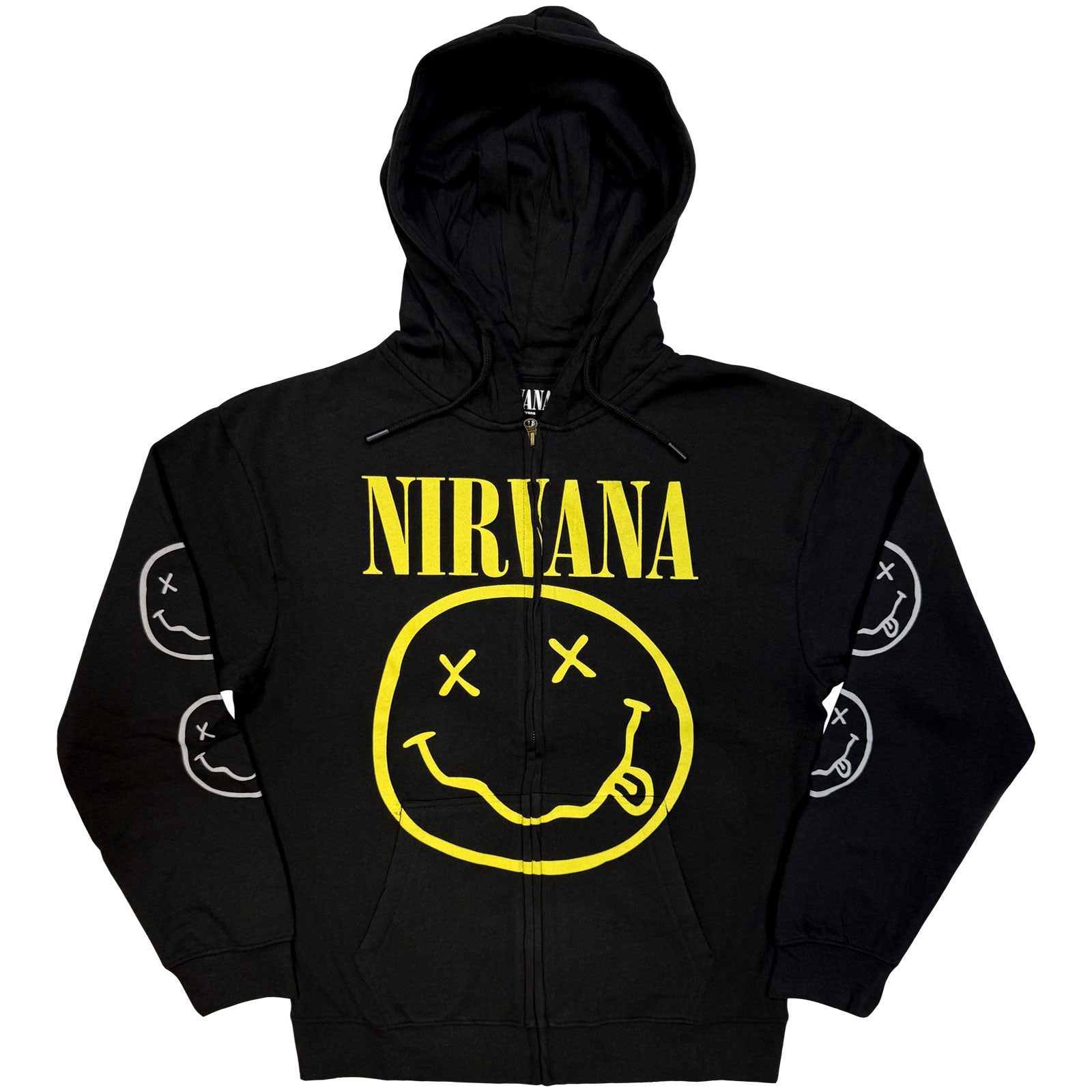 Nirvana: Yellow Happy Face Zipped Hoodie