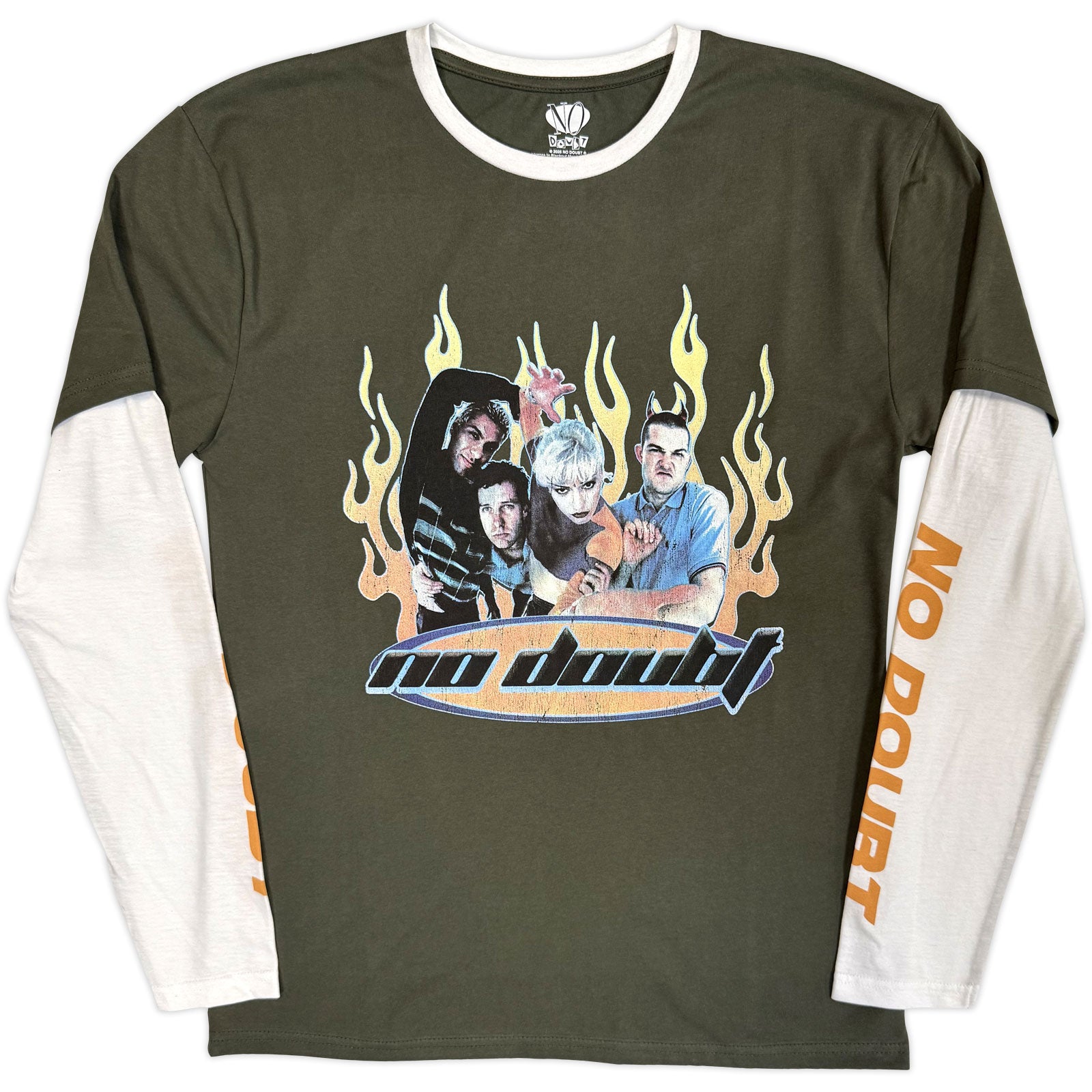 No Doubt: Flames (Green & White) (Sleeve Print) Long Sleeve – officielt merchandise
