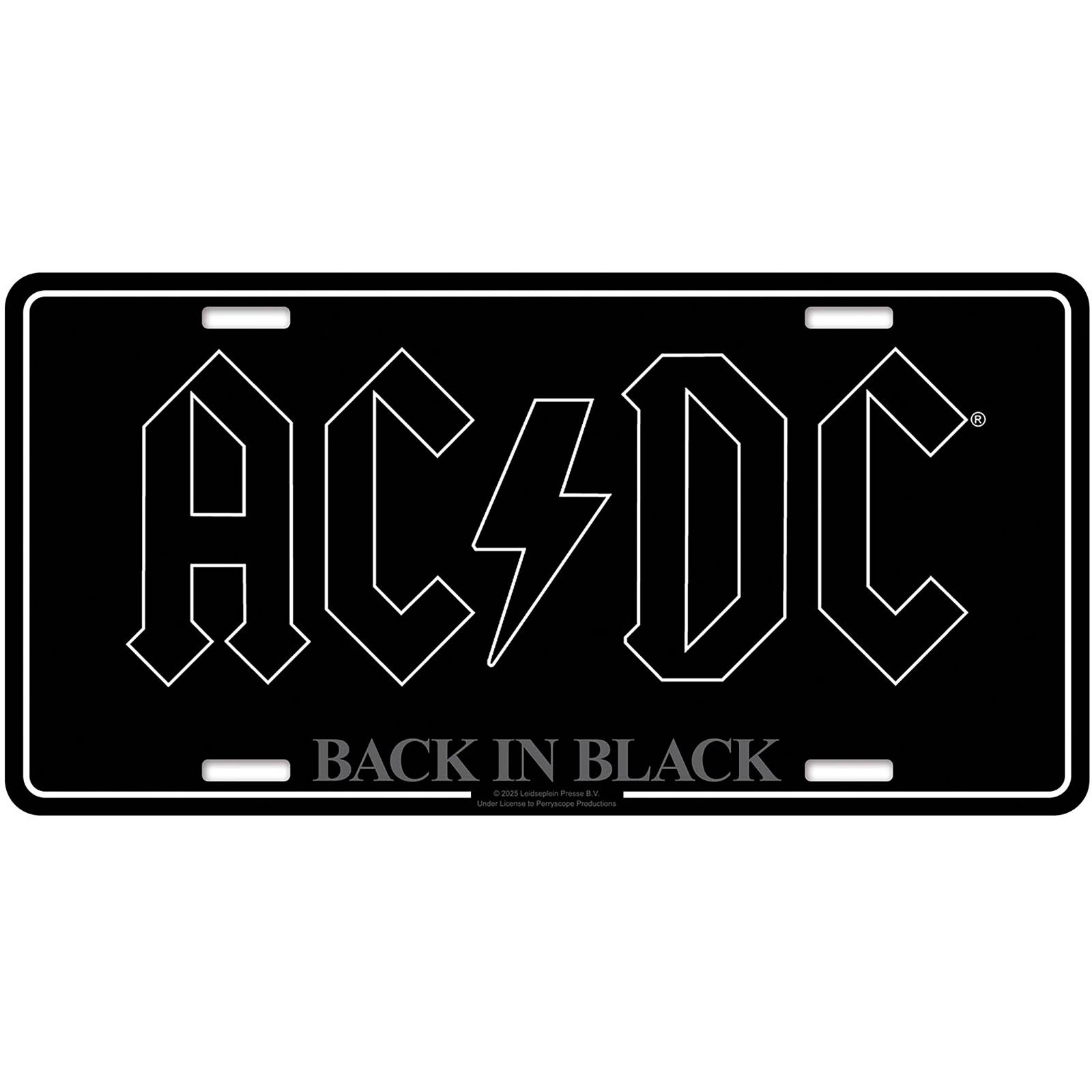 AC/DC: Back In Black Number Plate – officielt merchandise