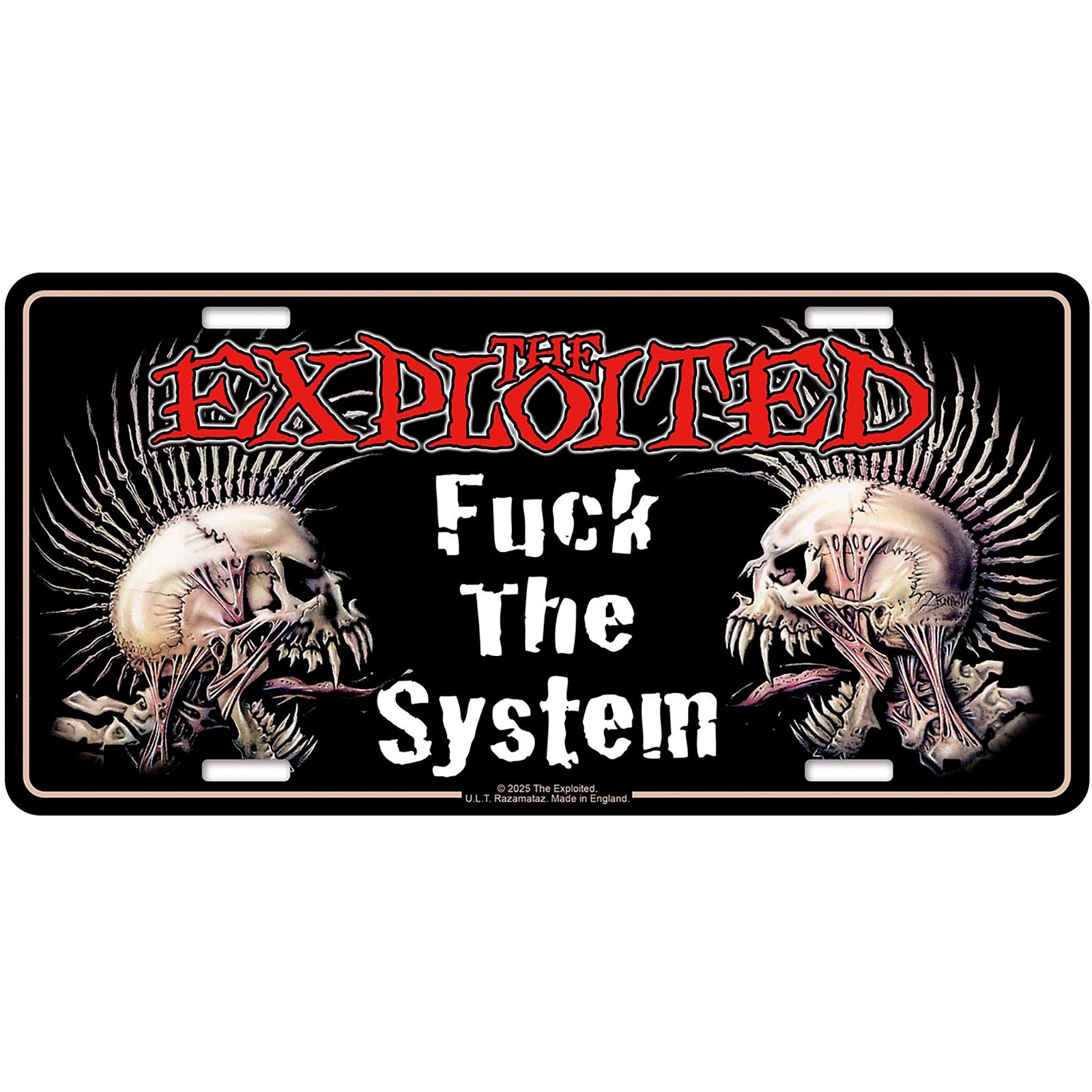 The Exploited: Fuck The System Number Plate – officielt merchandise