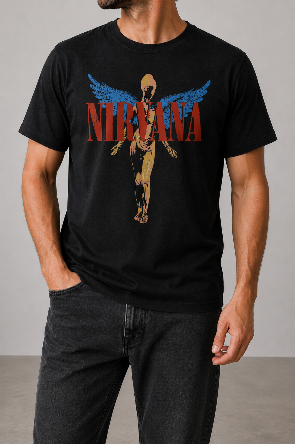 Nirvana: Angelic T-shirt - sort unisex