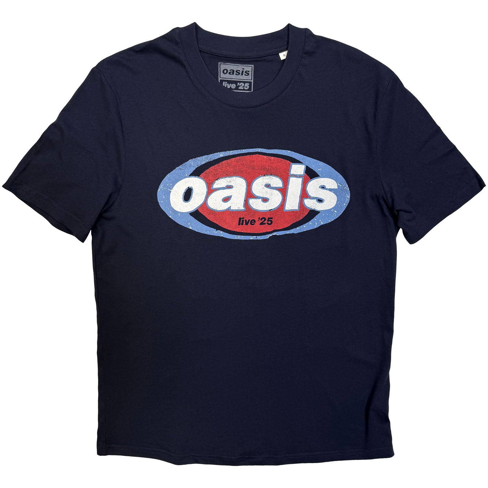 Oasis: Elliptical Logo (Navy Blue) (Ex - Tour) T-shirt – officielt merchandise