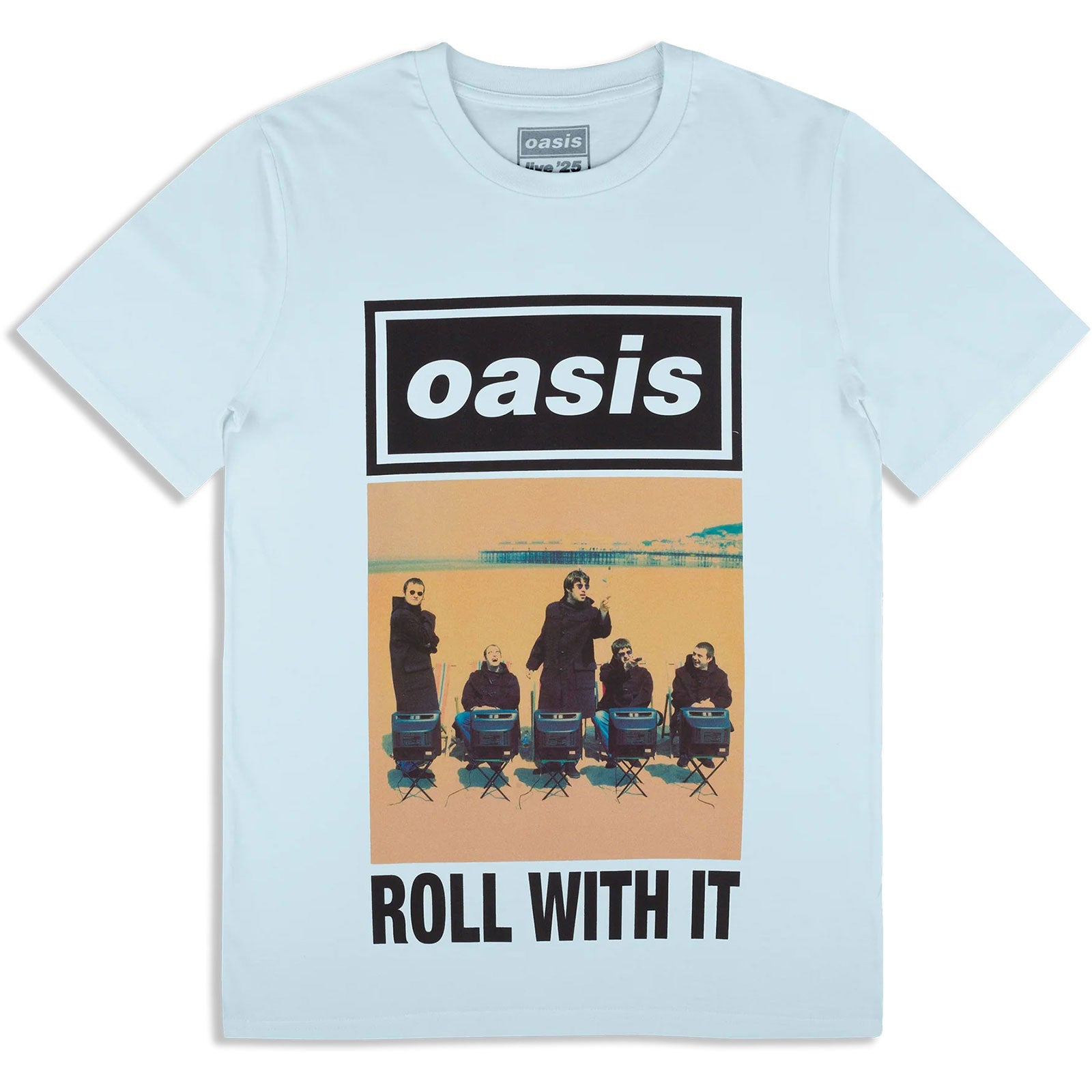 Oasis: Roll With It Single Cover (Light Blue) (Ex - Tour) T-shirt – officielt merchandise