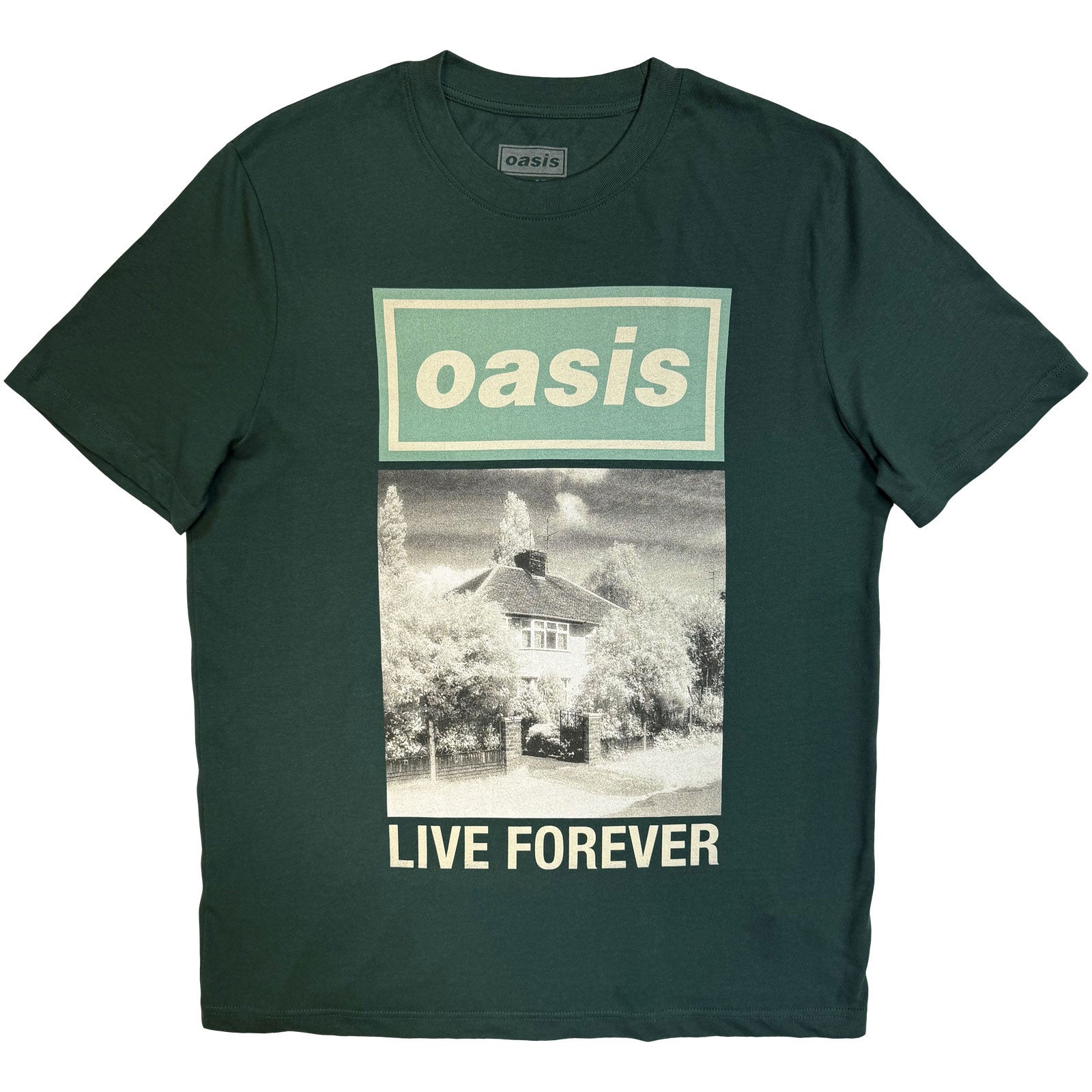 Oasis: Live Forever Single Cover (Forest Green) (Ex - Tour) T-shirt – officielt merchandise