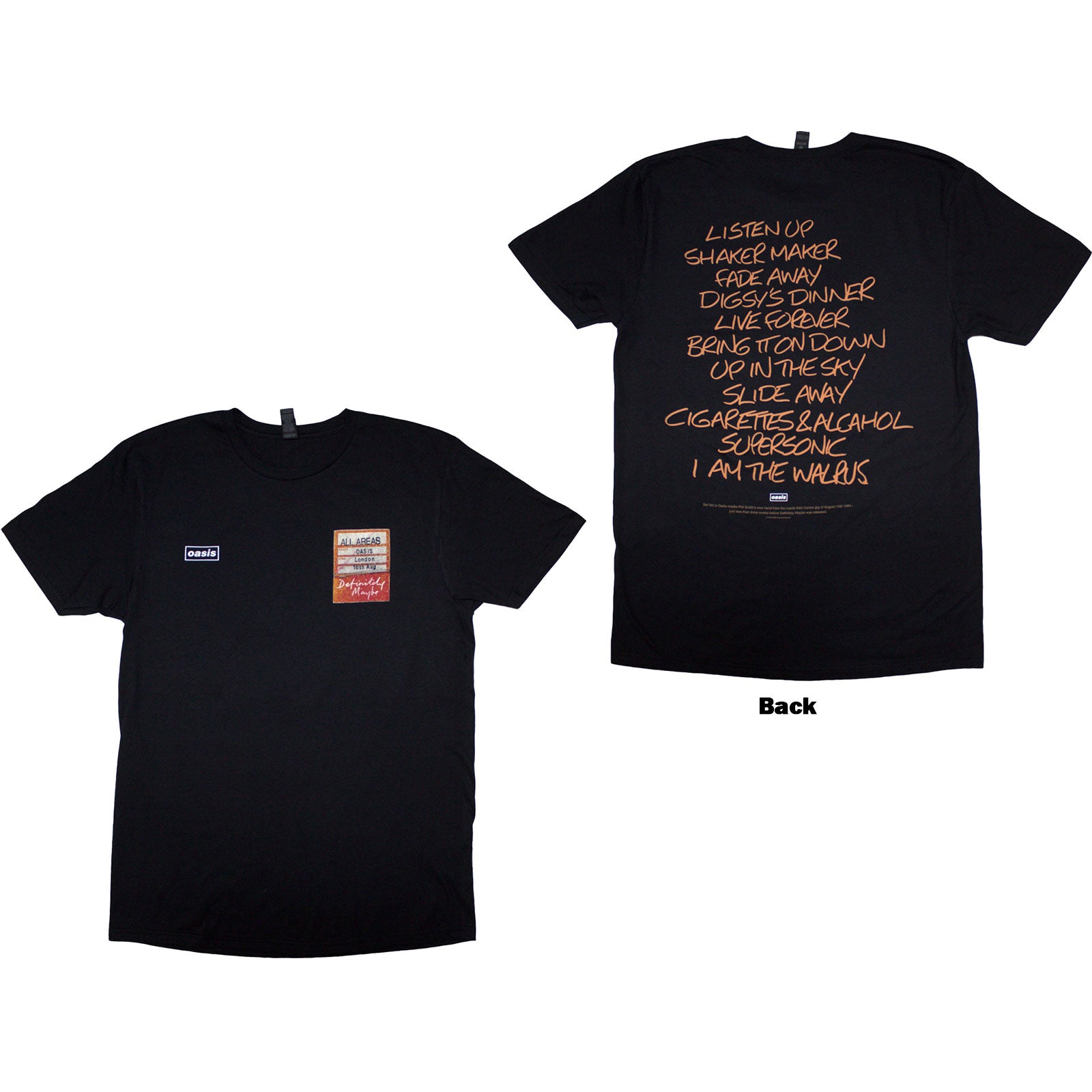 Oasis: Definitely Maybe AAA Setlist T-Shirt