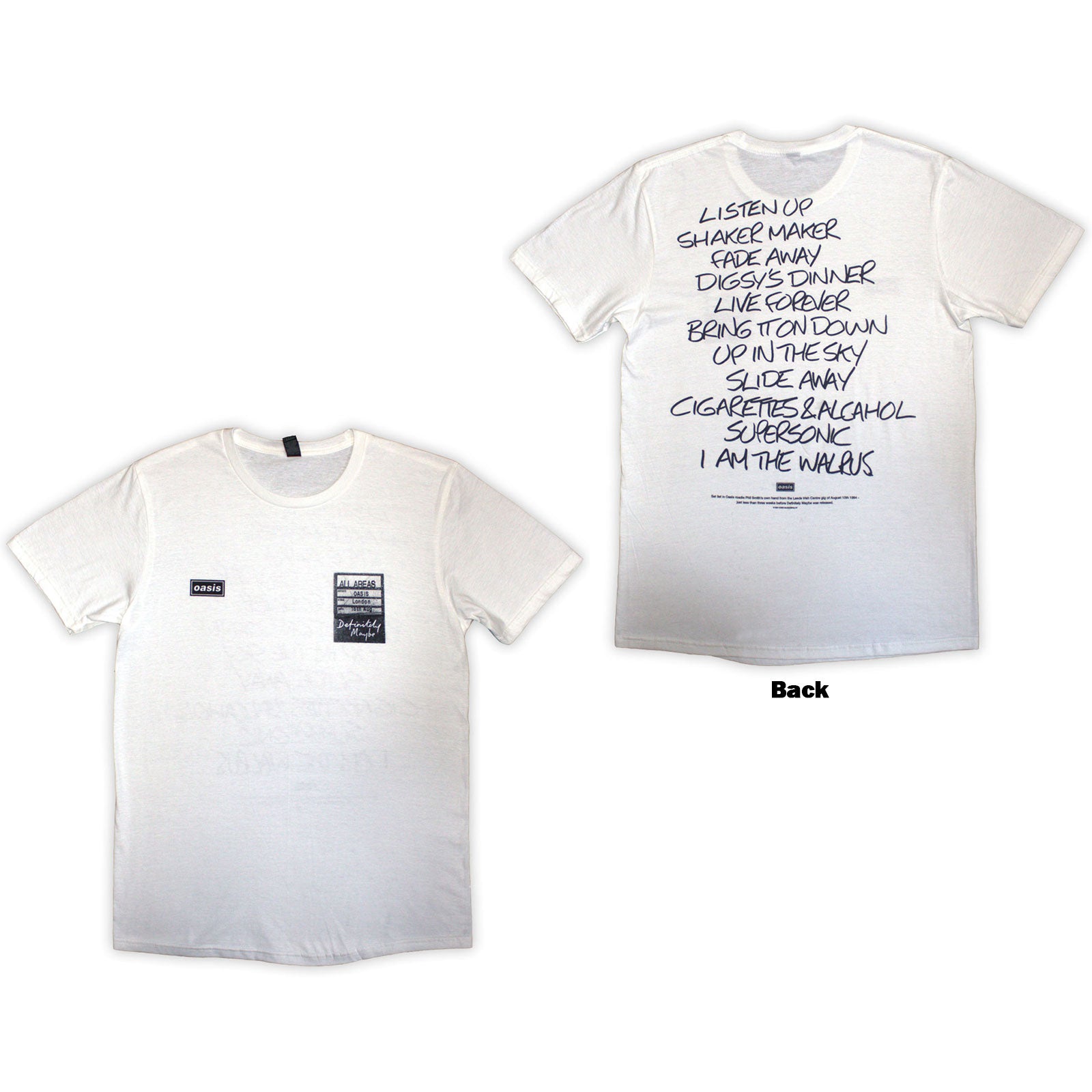 Oasis: Definitely Maybe AAA Setlist T-Shirt