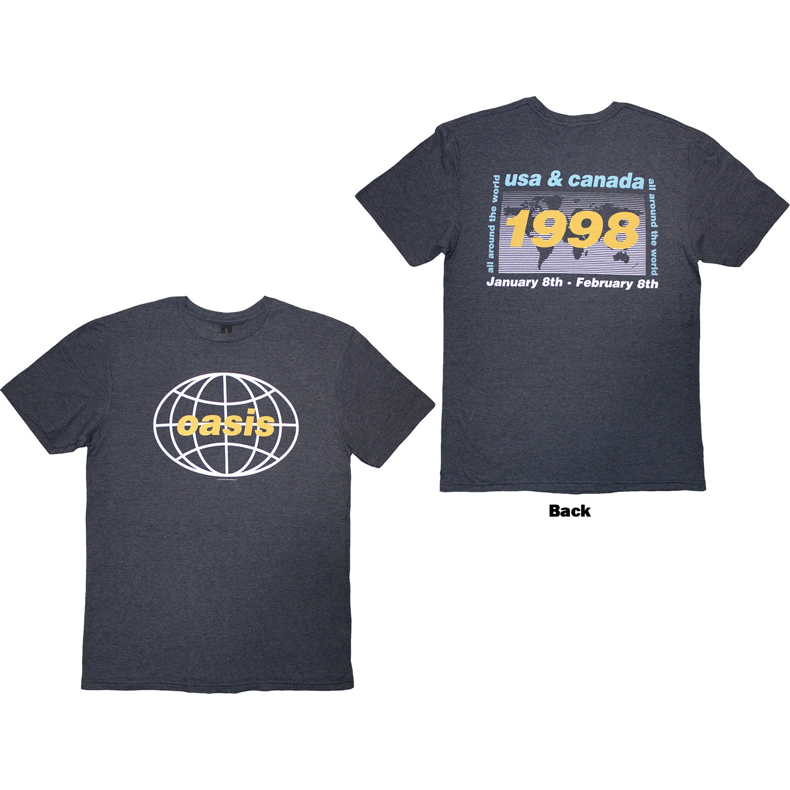 Oasis: 1998 World Tour - USA/Canada T-Shirt (Back Print)