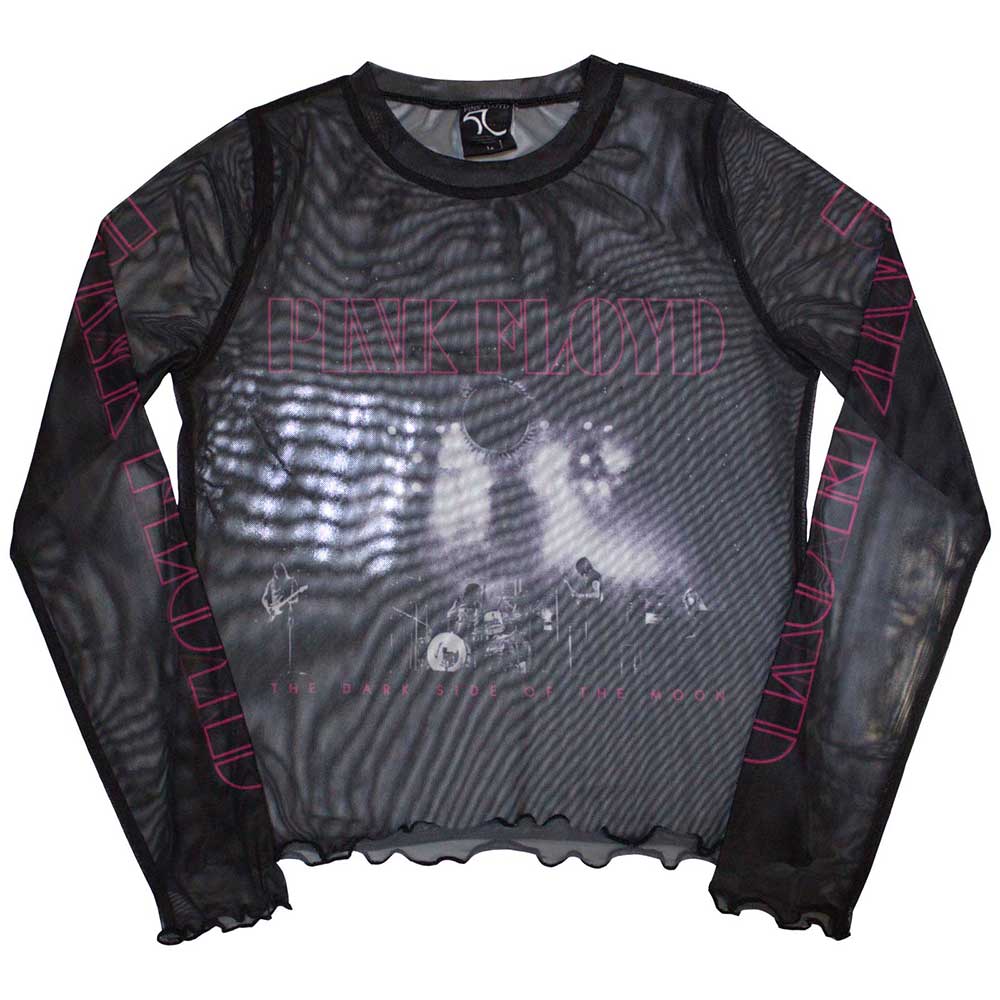 Pink Floyd: Live Band Long Sleeve Crop Top (Kvinder) (Mesh)
