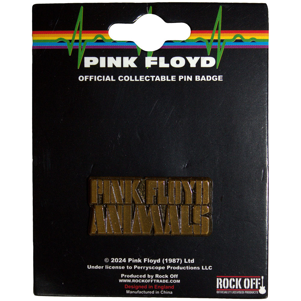Pink Floyd: Animals Gold Text Logo Pin Badge (Die Casting)