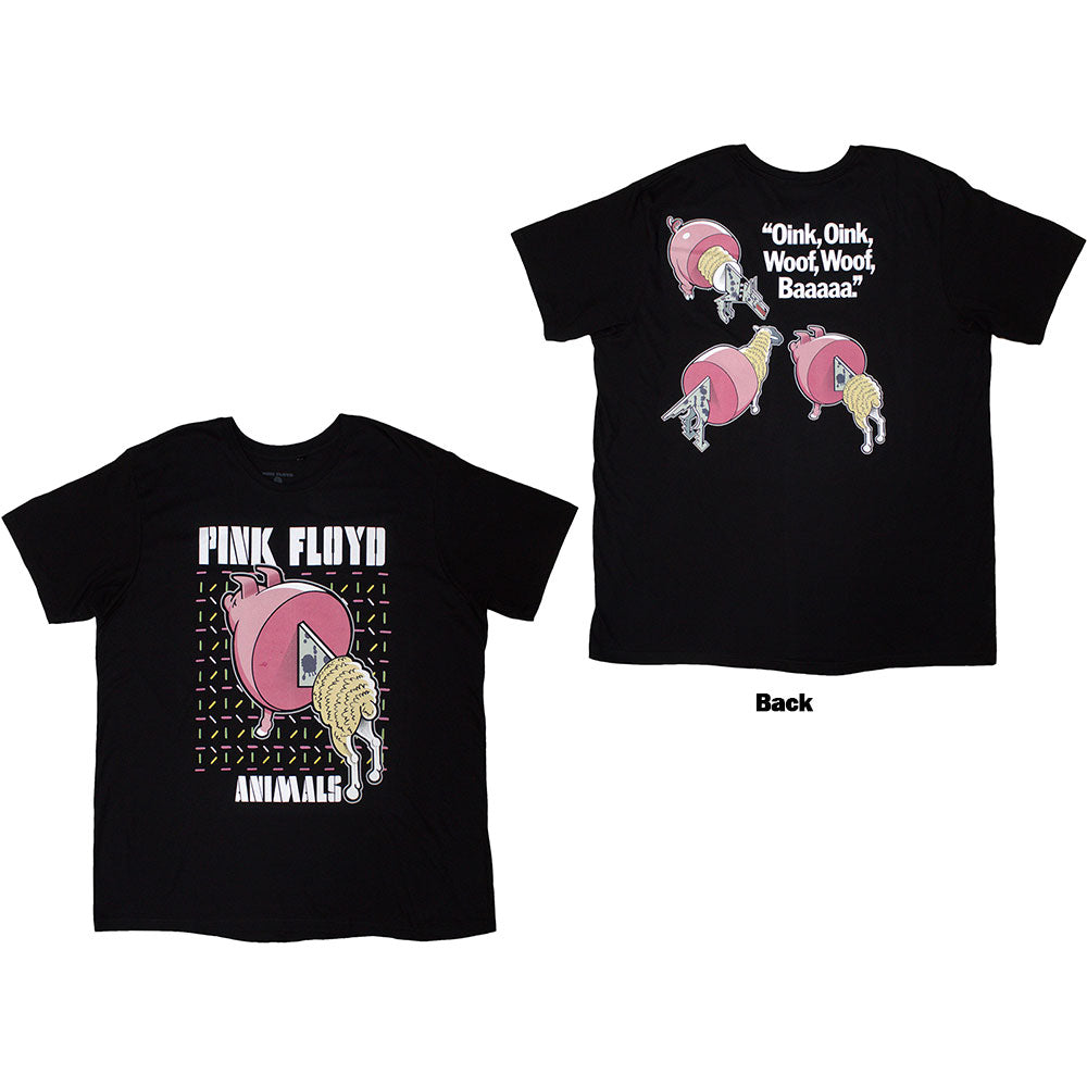 Pink Floyd: Animals Cartoons T-Shirt (Back Print)