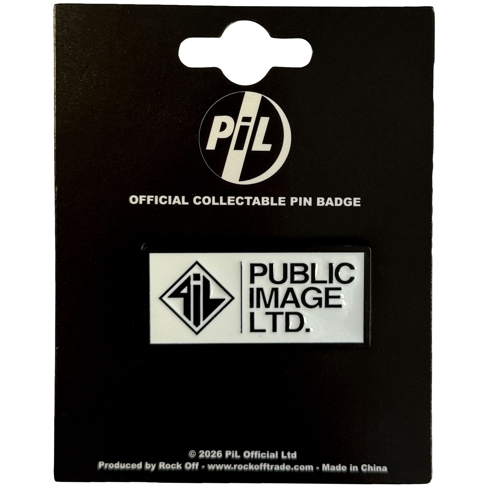 PIL (Public Image Ltd): New Logo Stacked Text Pin badge – officielt merchandise