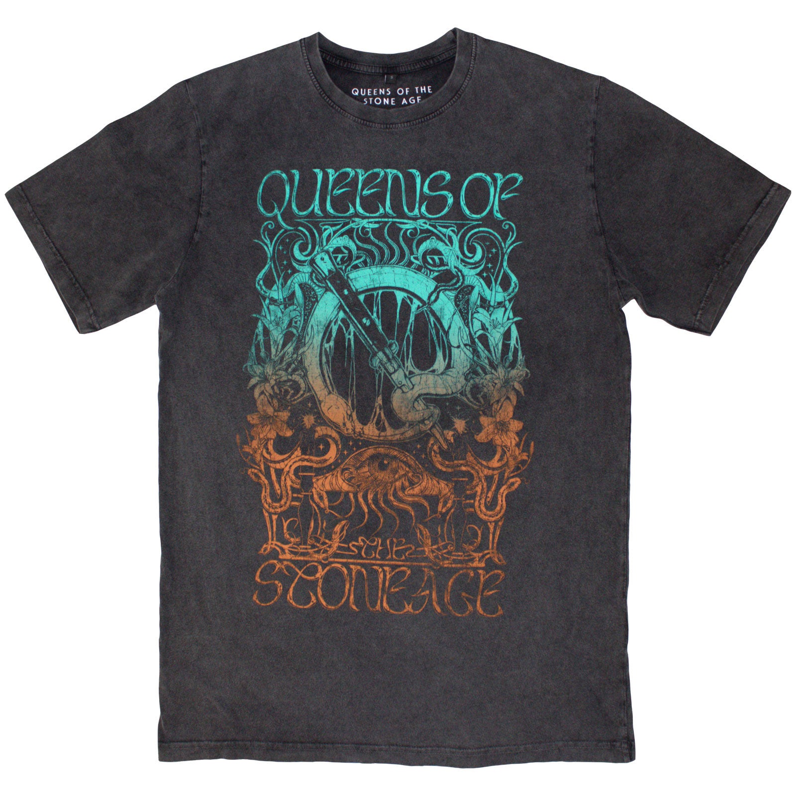 Queens Of The Stone Age: Montage Stone Wash T-Shirt (Wash)