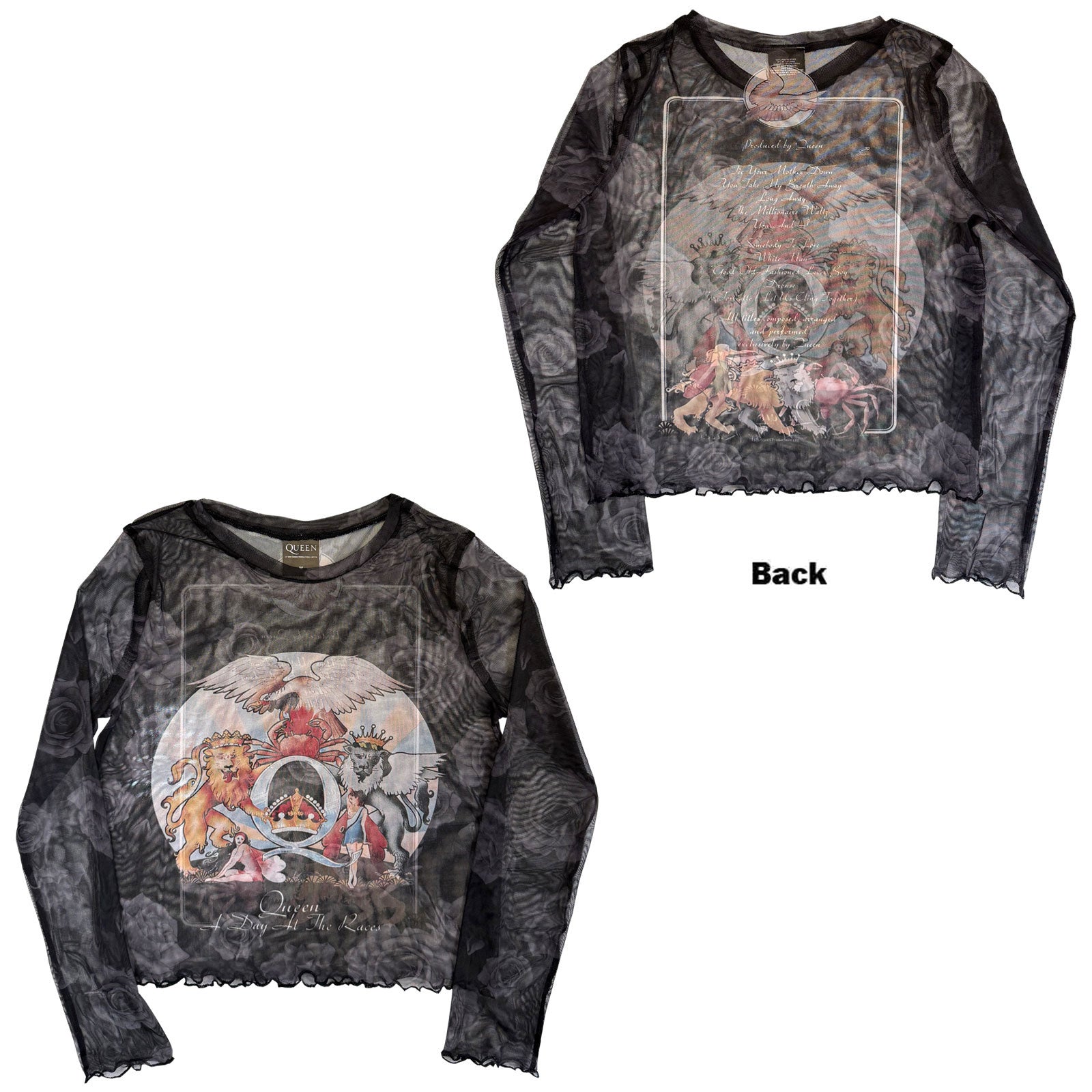 Queen: A Day At The Races (Front & Back) Long Sleeve – officielt merchandise