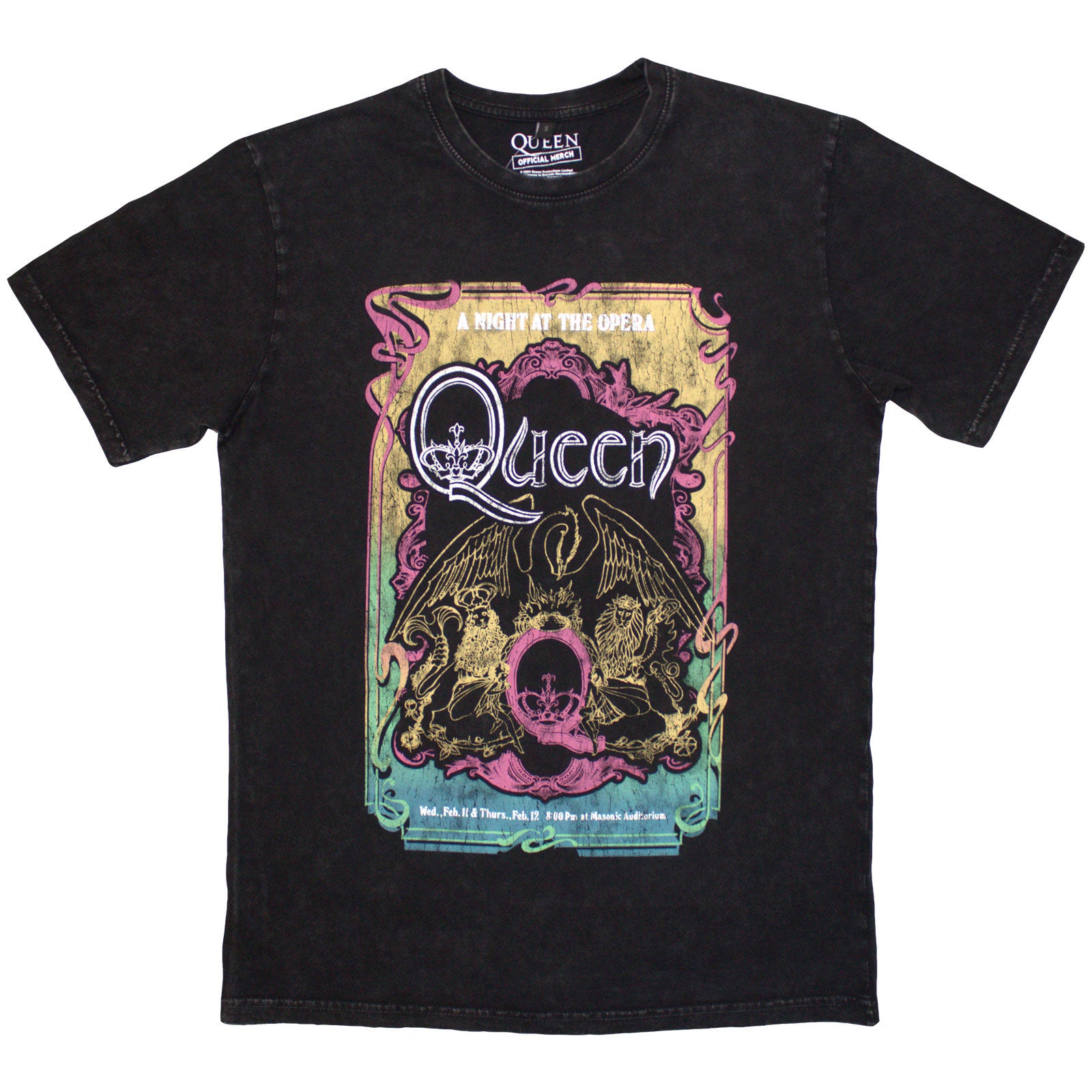 Queen: A Night At The Opera Tour '76 Stone Wash T-Shirt (Wash)