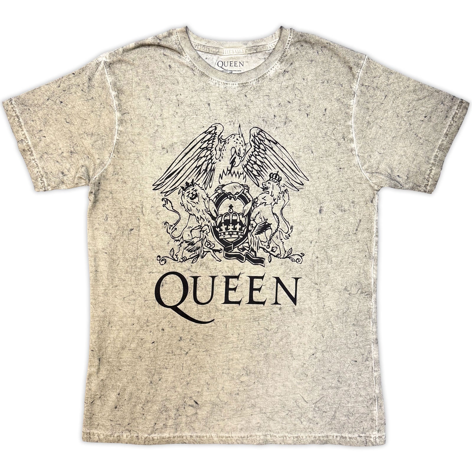 Queen: Crest (Dip - Dye On White) (Wash Collection) T-shirt – officielt merchandise