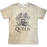 Queen: Crest (Dip - Dye On White) (Wash Collection) T-shirt – officielt merchandise