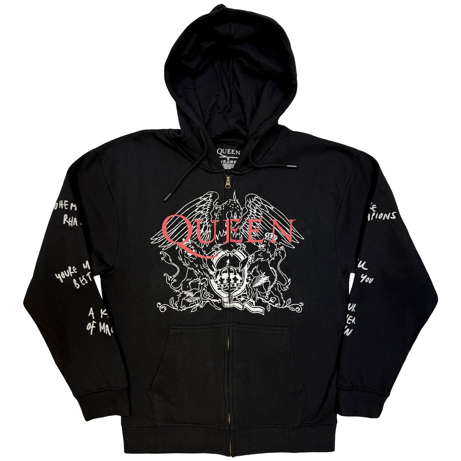 Queen: Logo & Crest Outline Zipped Hoodie