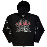 Queen: Logo & Crest Outline Zipped Hoodie